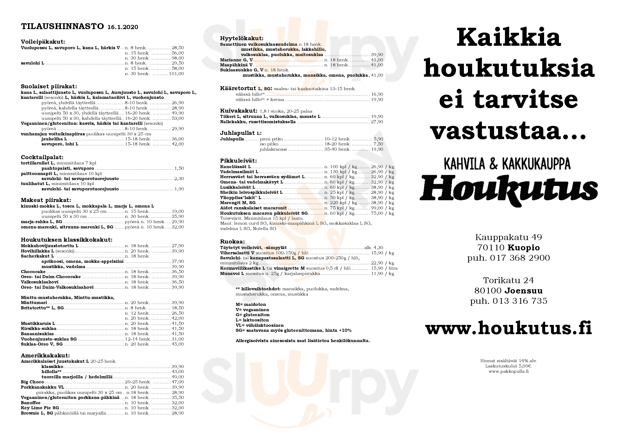 Kahvila & Konditoria Houkutus Kuopio Menu - 1