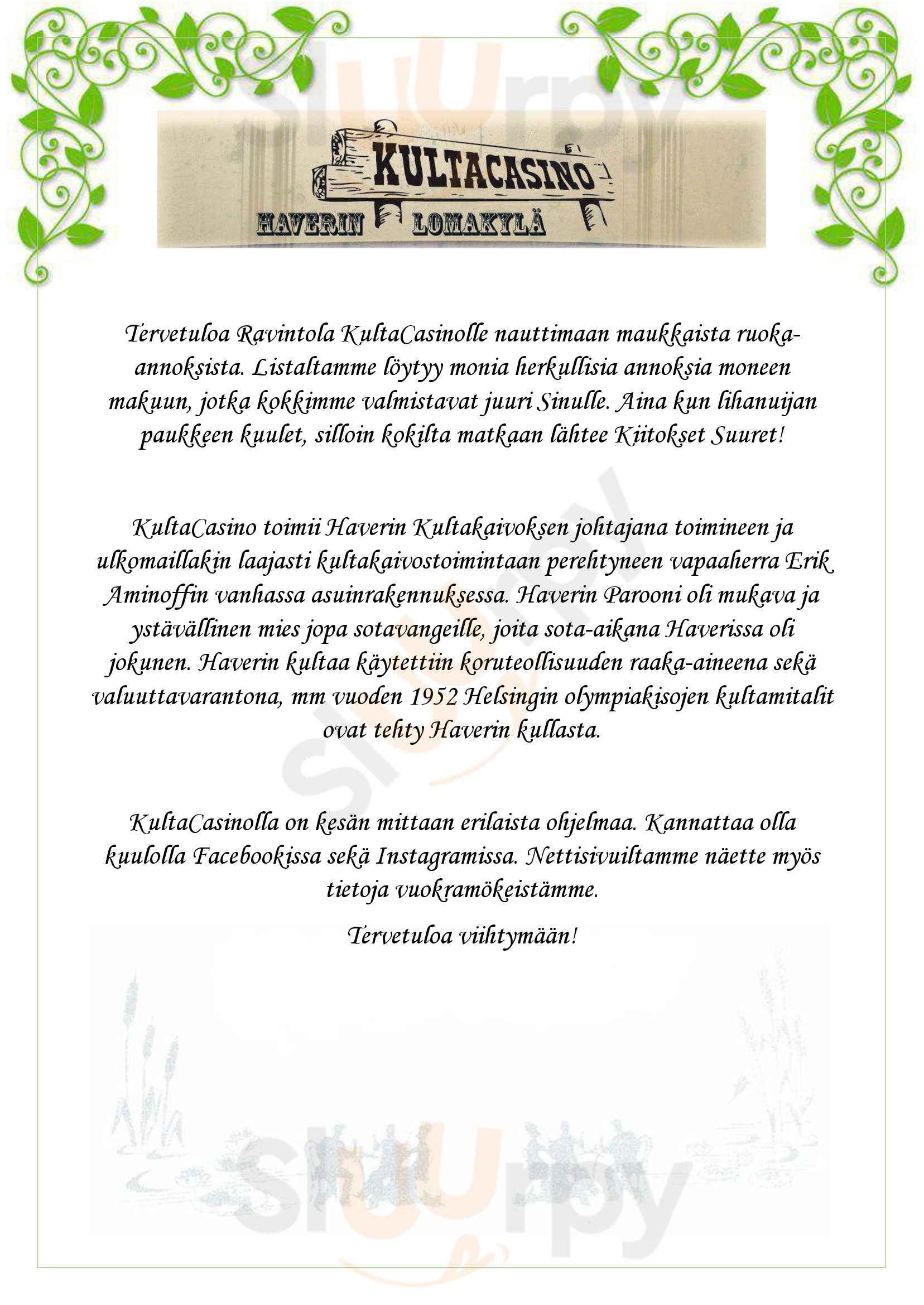 Ravintola Kultacasino, Haverin Lomakylä Ylöjärvi Menu - 1