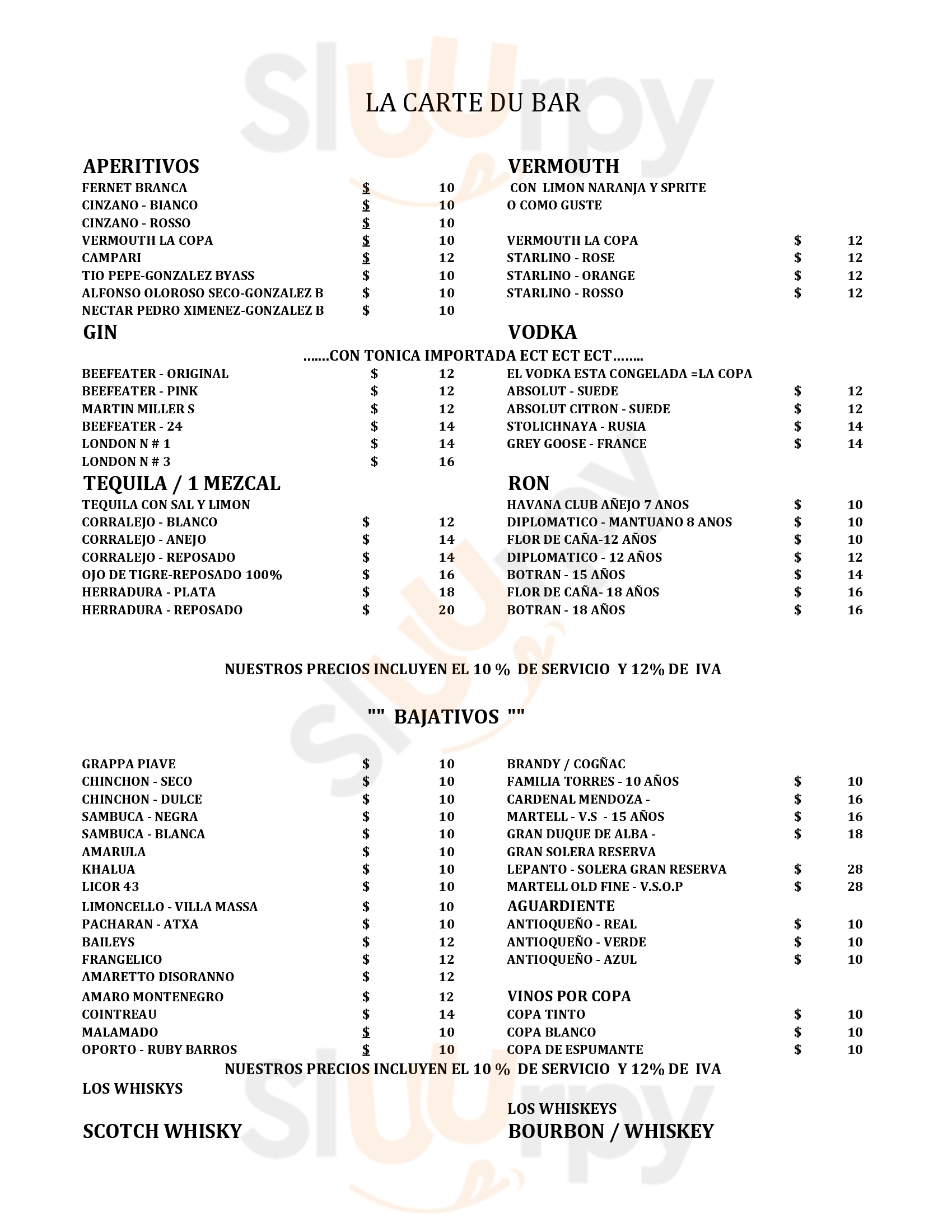 Chez Jerome Quito Menu - 1