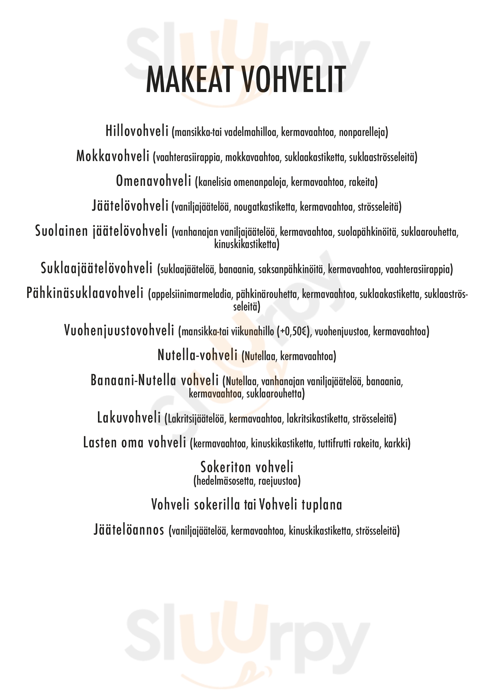 Tampereen Vohvelikahvila Tampere Menu - 1