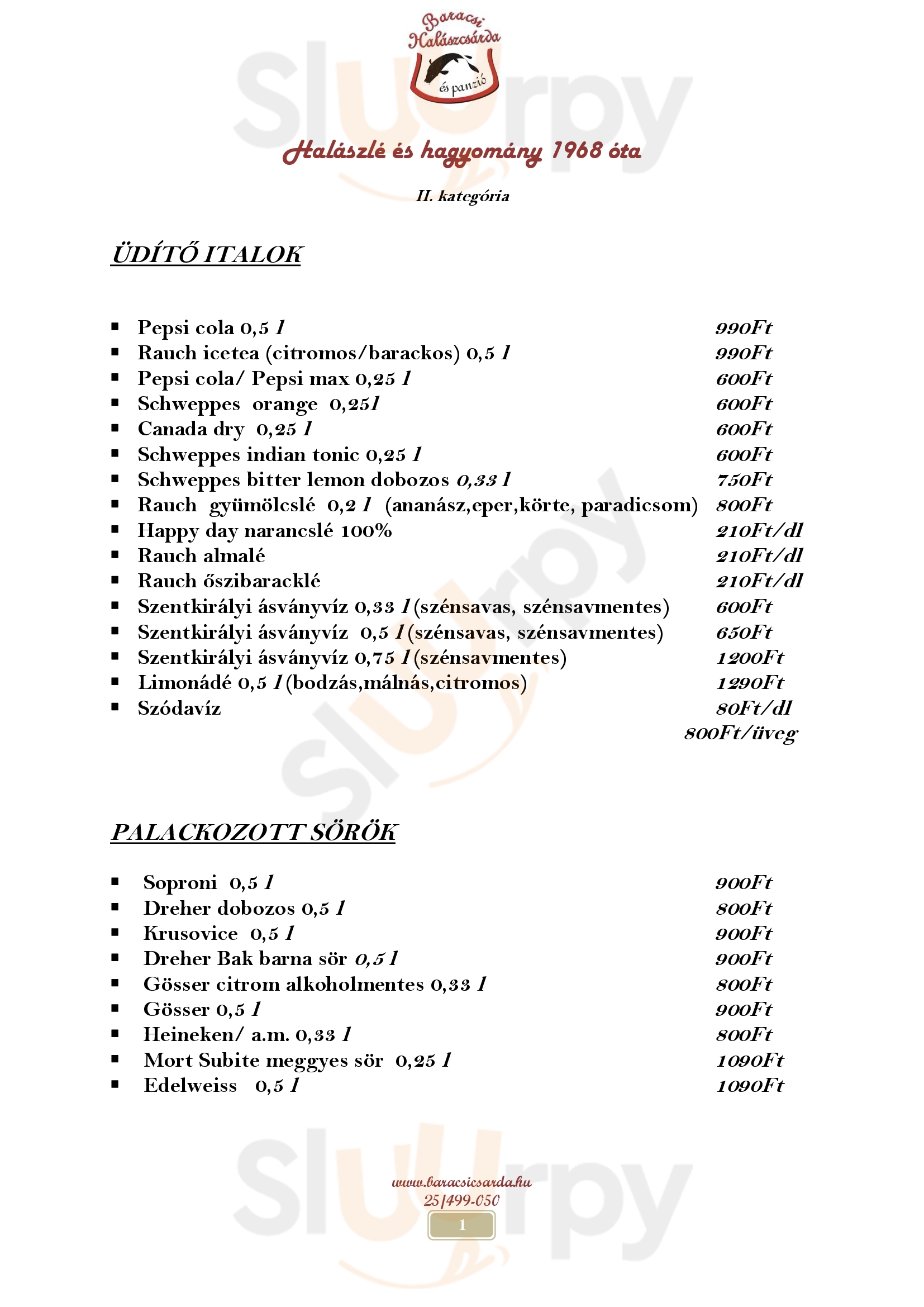 Baracsi Halászcsárda Dunaújváros Menu - 1