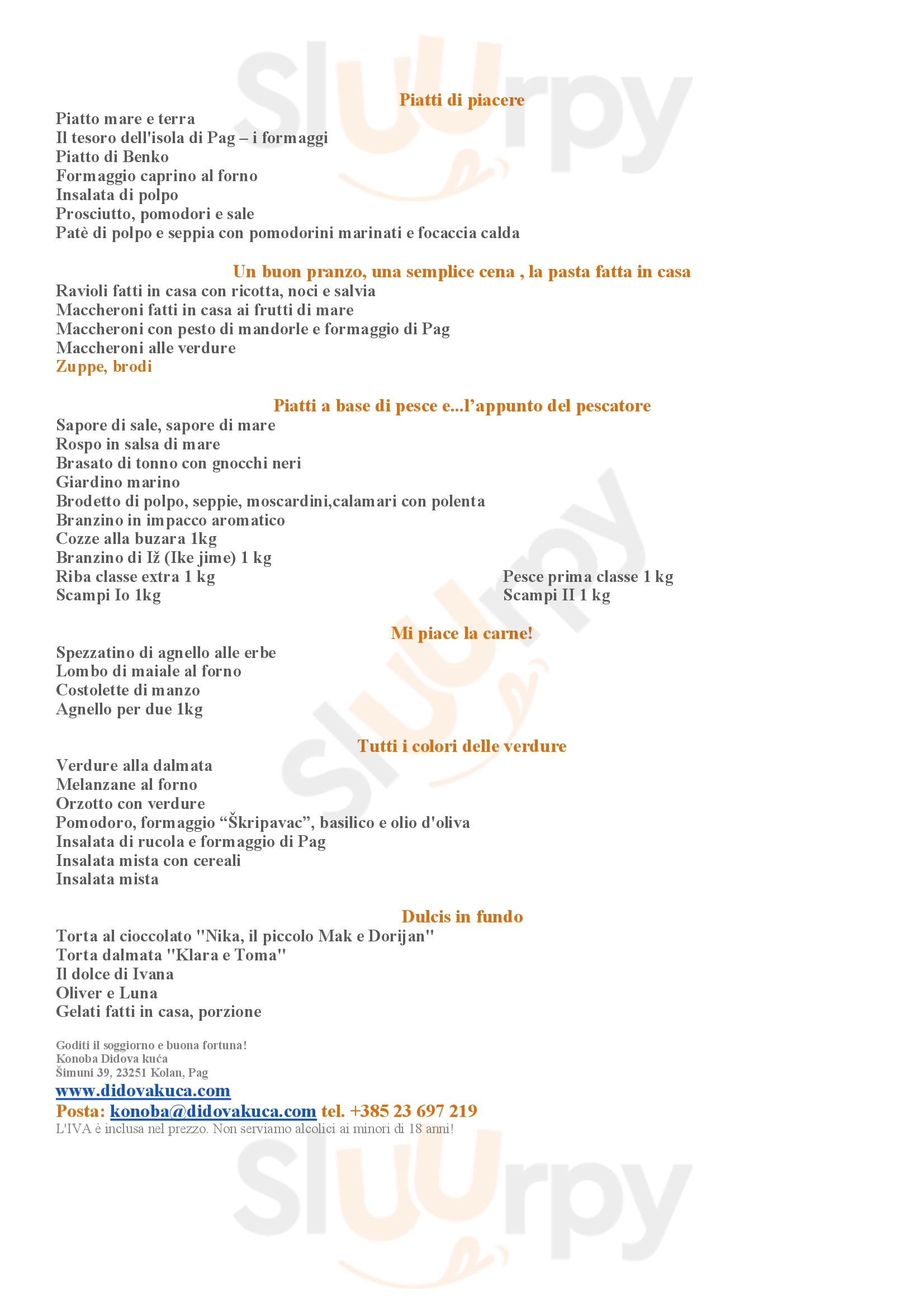 Konoba Didova Kuca Kolan Menu - 1