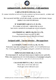 Ristorante Del Mare menu
