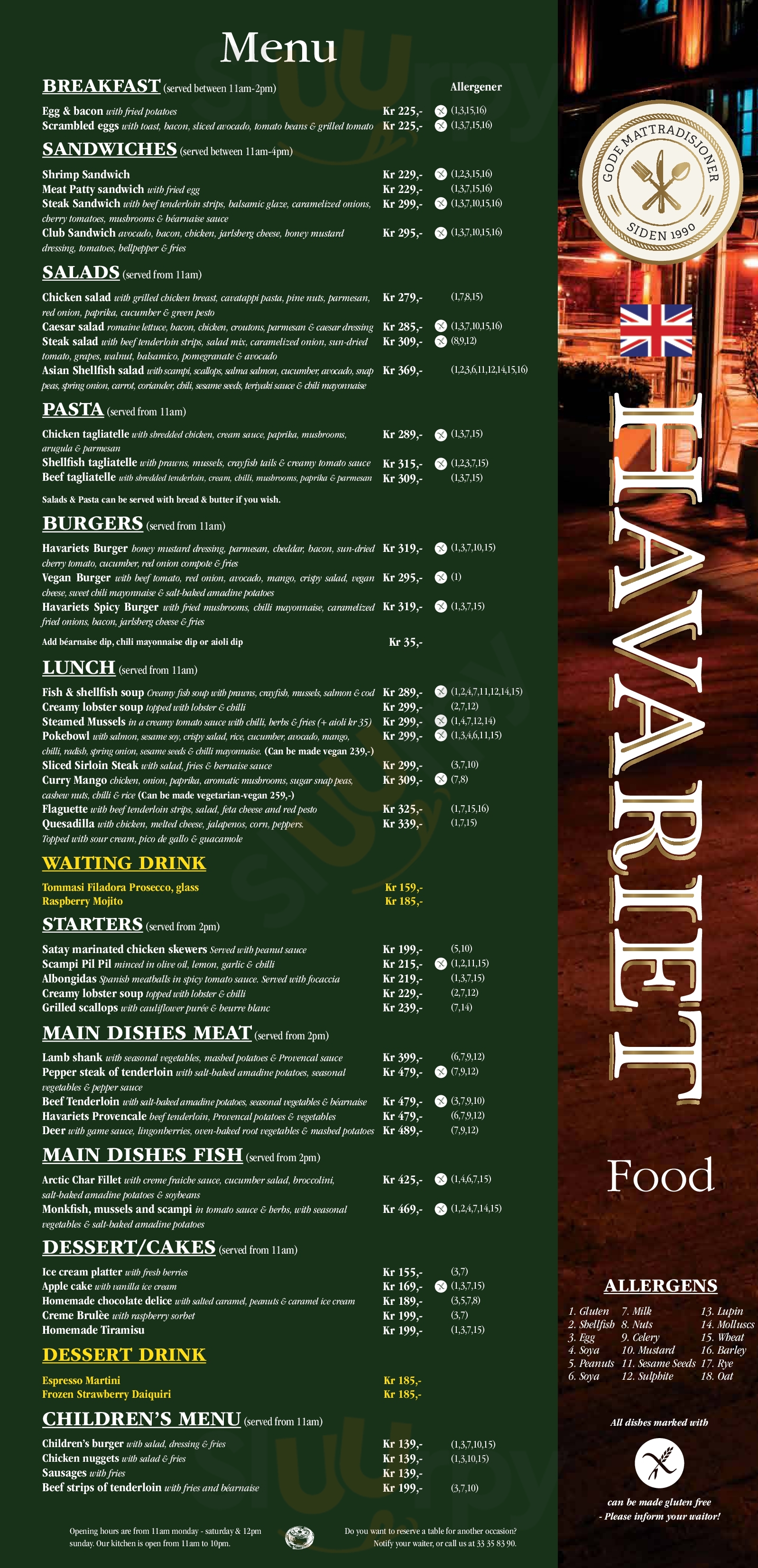 Havariet Tønsberg Menu - 1