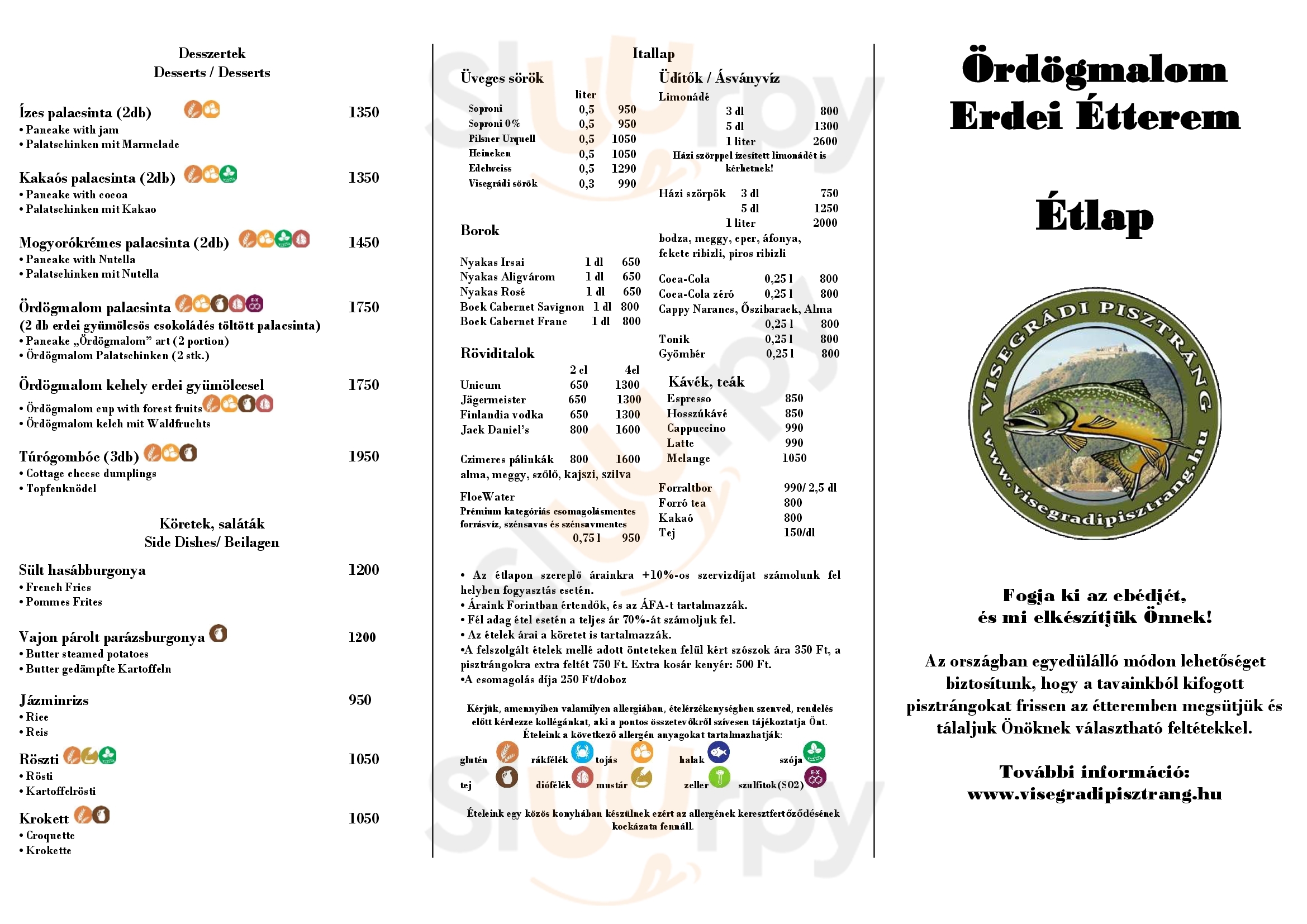 Ördögmalom Erdei Étterem Visegrád Menu - 1