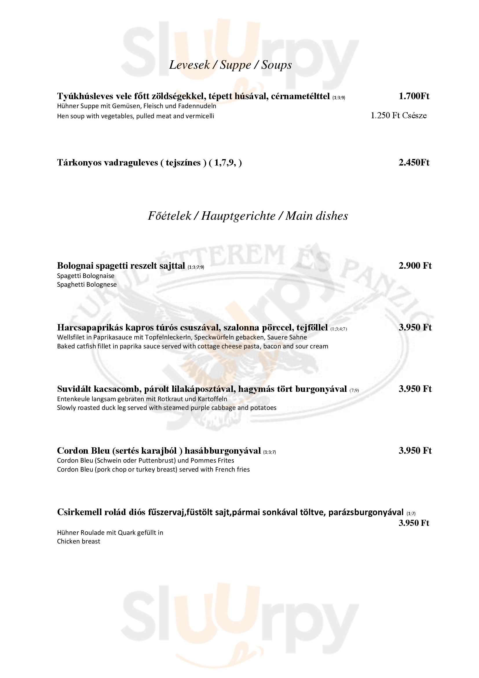 Turul Kaposvár Menu - 1