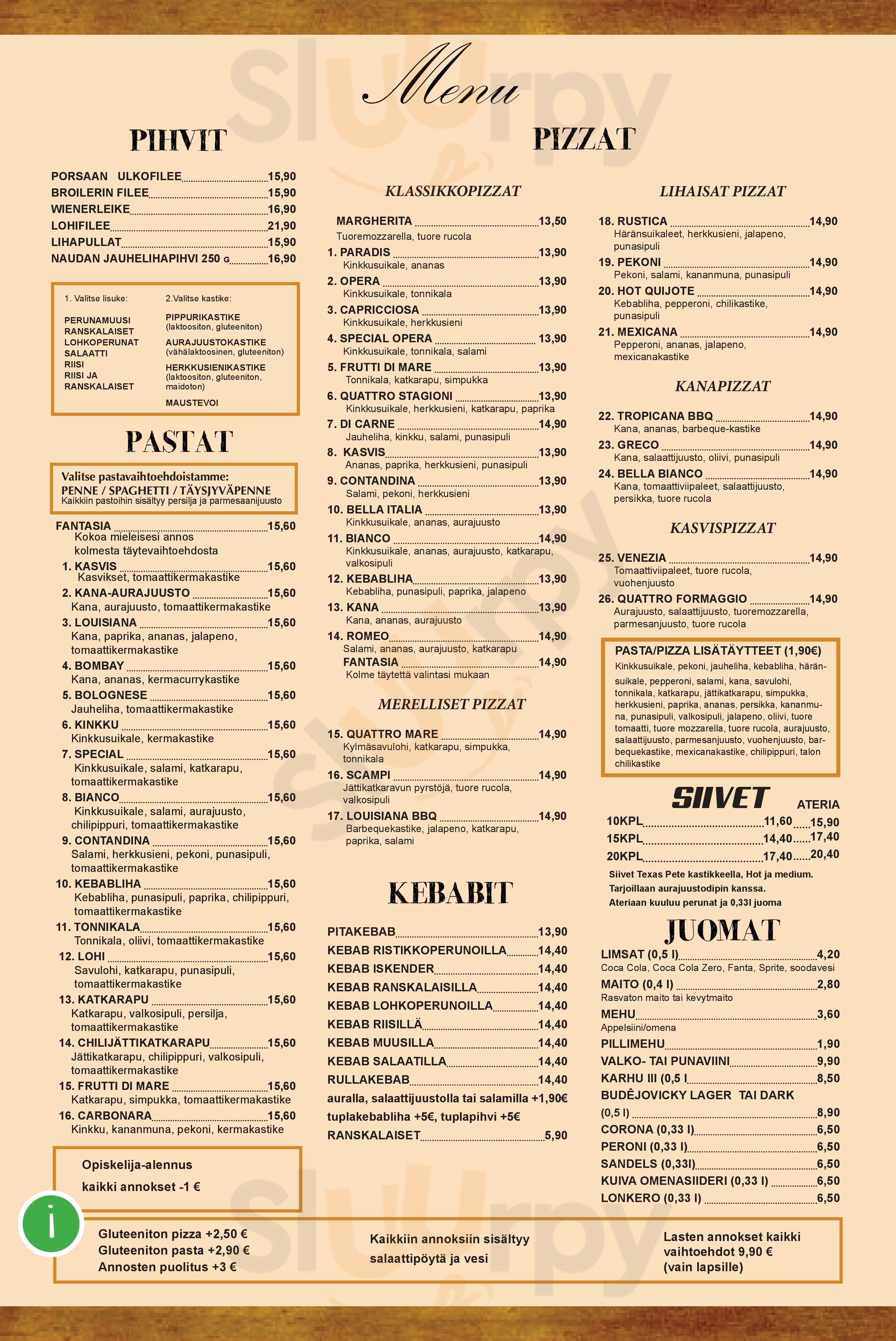 Pizzeria-ravintola Bianco Tampere Menu - 1