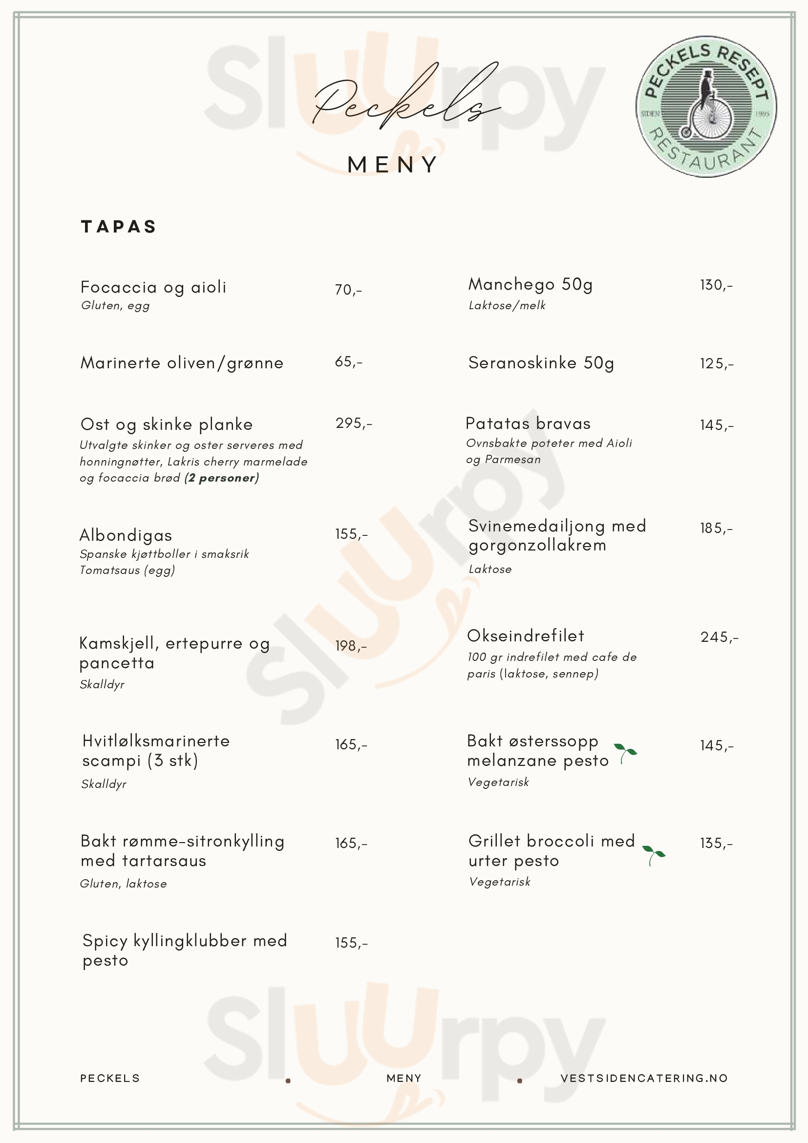 Peckels Resept Kongsberg Menu - 1