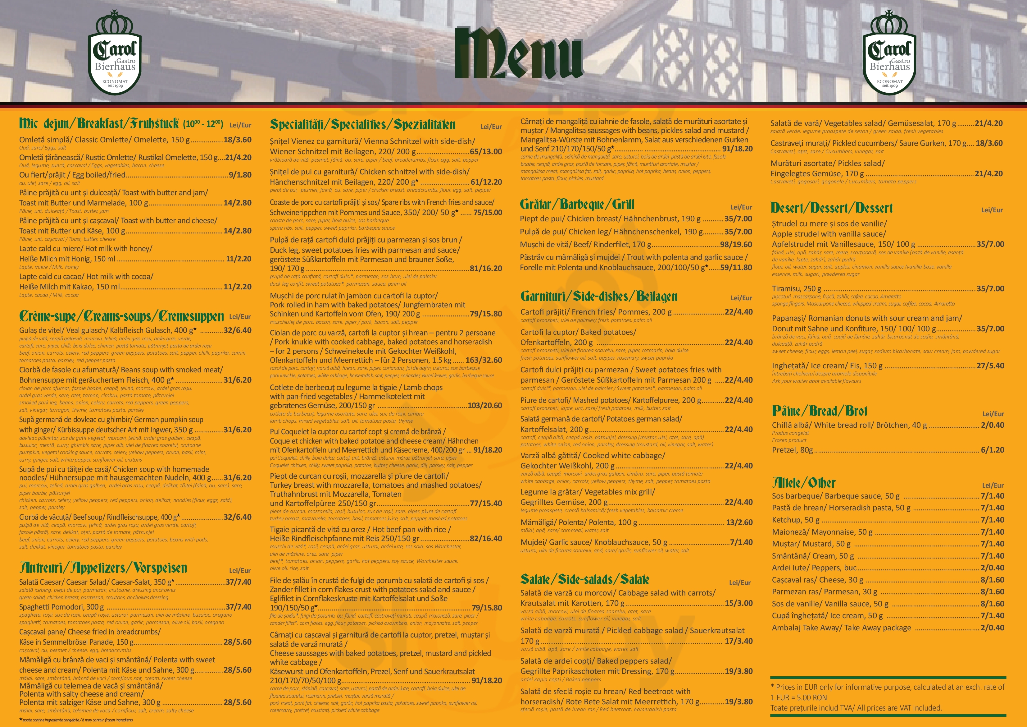 Carol Gastro Bierhaus Sinaia Menu - 1