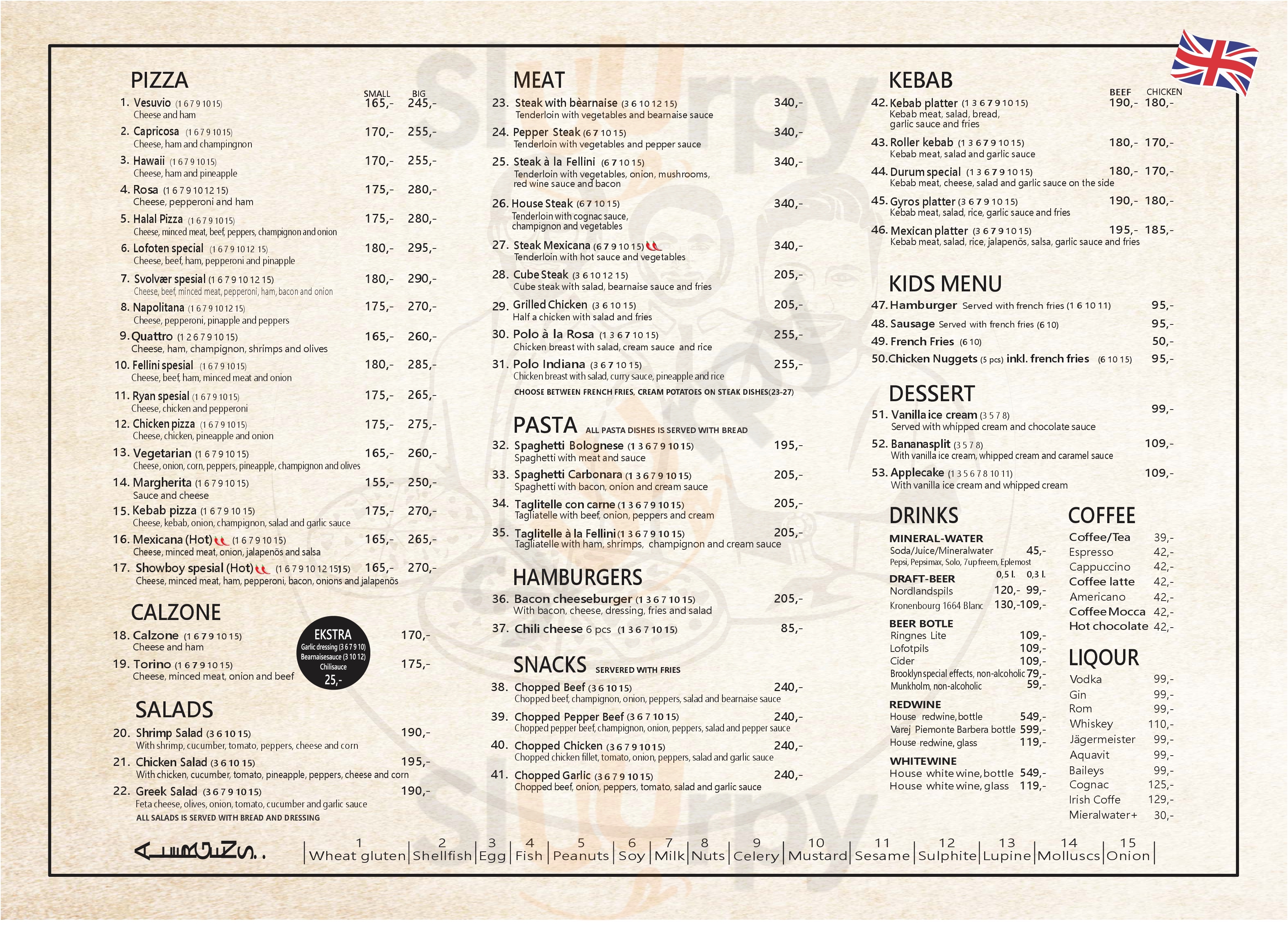 Fellini Pizza Og Grill Svolvær Svolvær Menu - 1