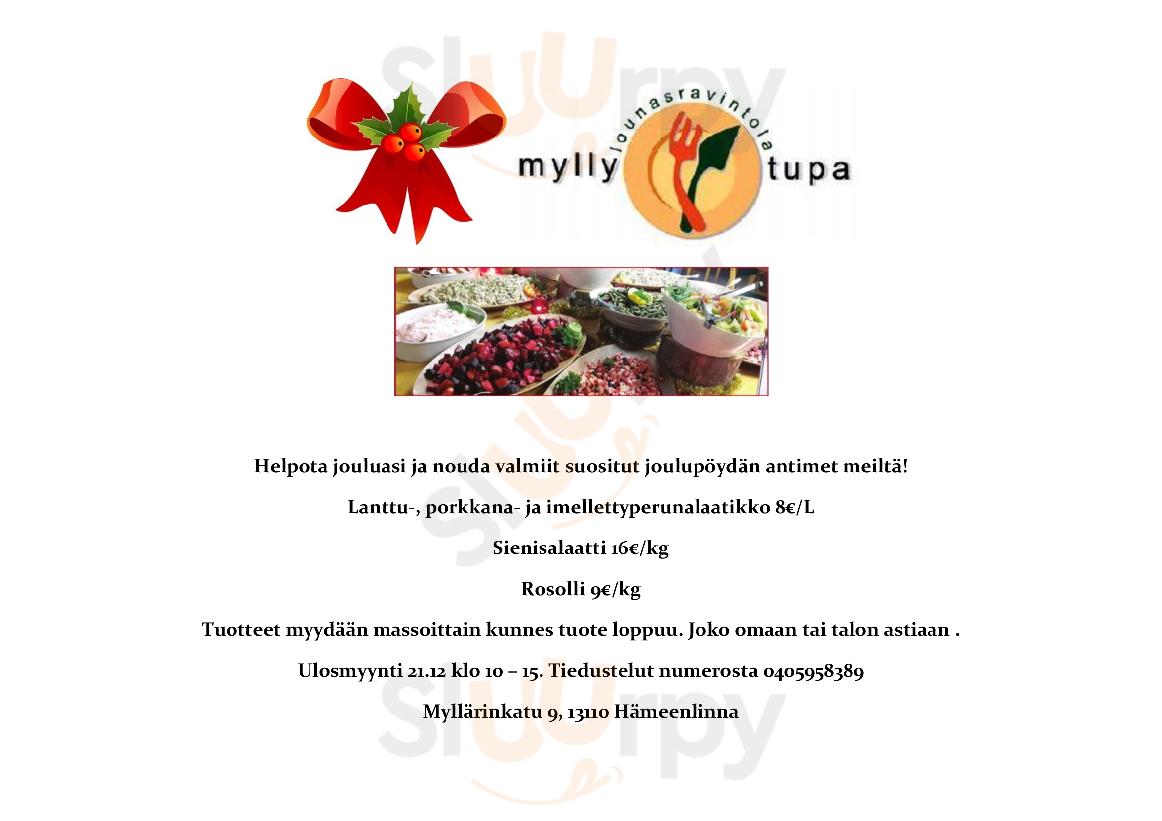 Lounasravintola Myllytupa Hämeenlinna Menu - 1