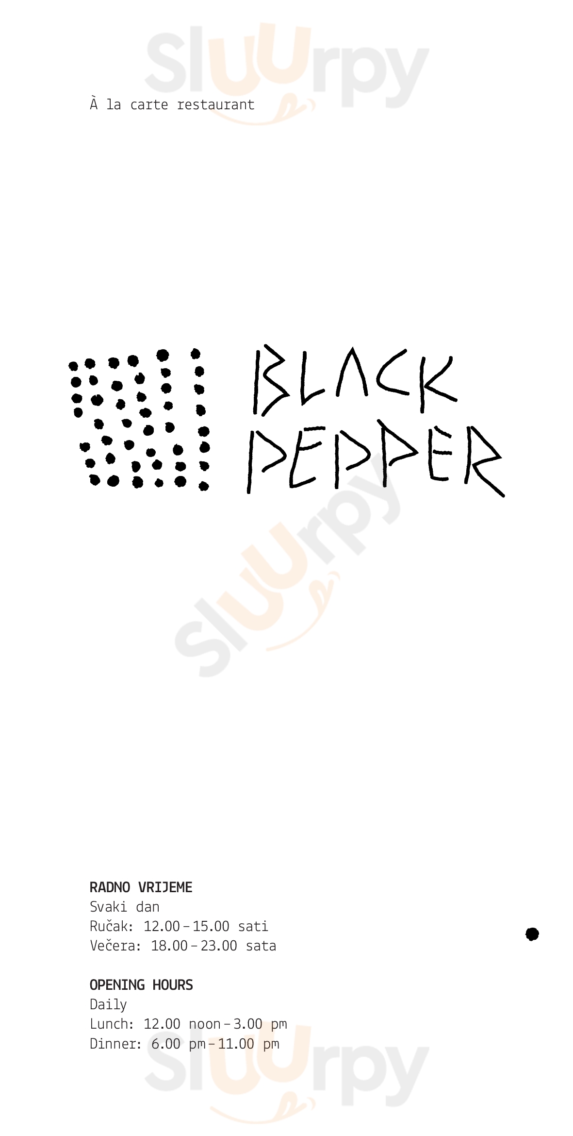 Black Pepper Restaurant Donji Seget Menu - 1