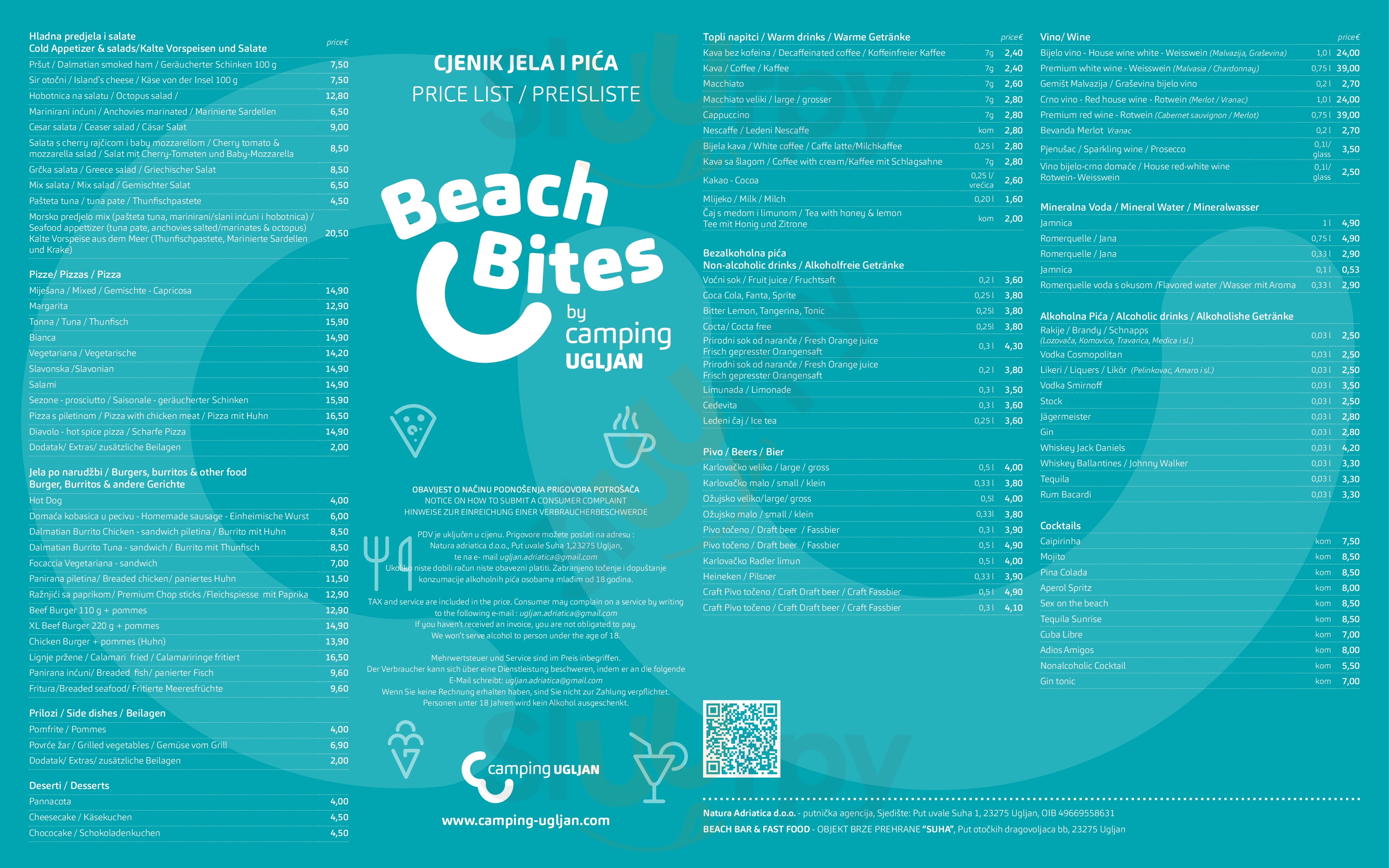 Beach Bites Ugljan Zadar County Menu - 1
