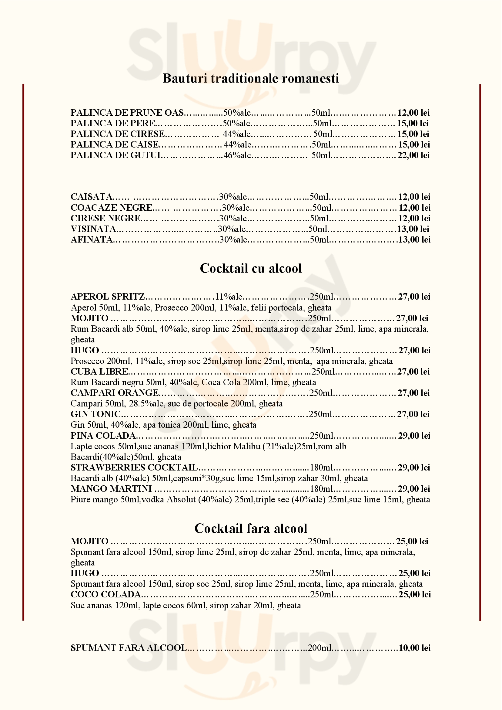 Casa Romaneasca Baile Felix Menu - 1