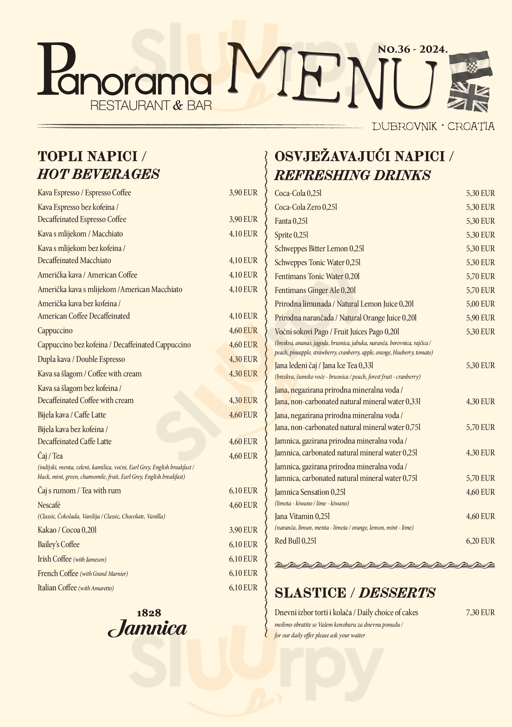 Panorama Restaurant & Bar Dubrovnik Menu - 1