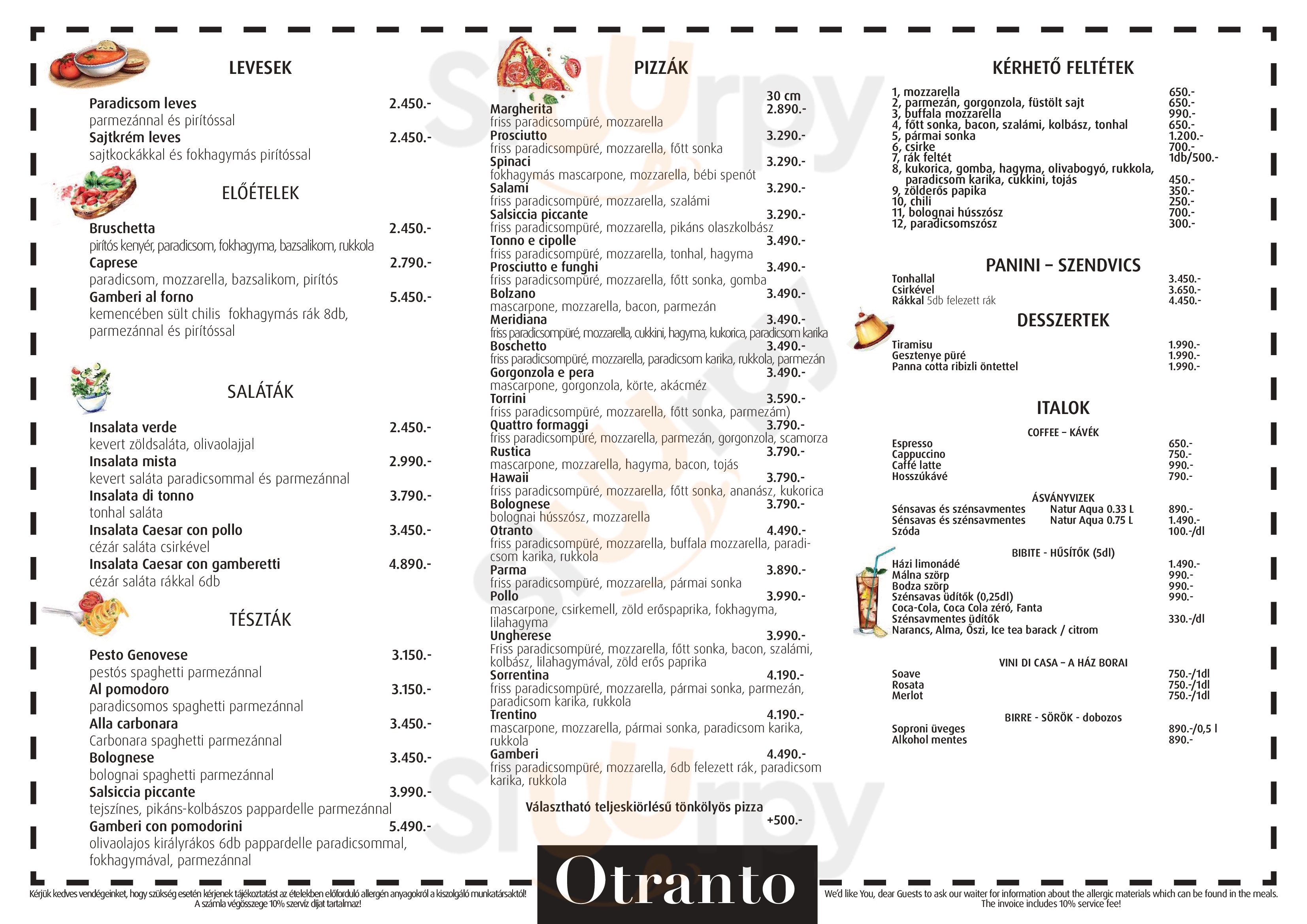 Otranto Szentendre Menu - 1