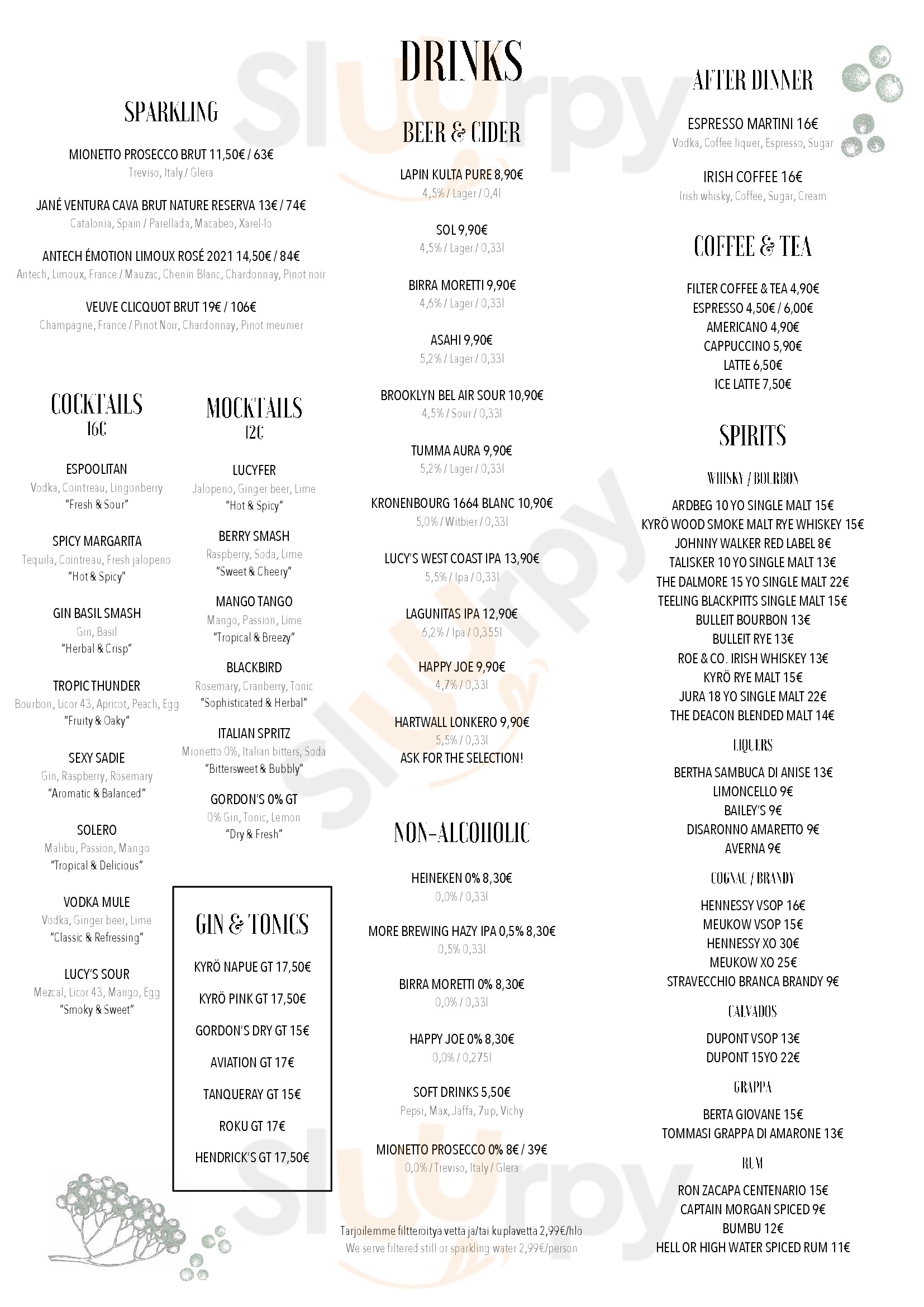 Lucy In The Sky Espoo Menu - 1