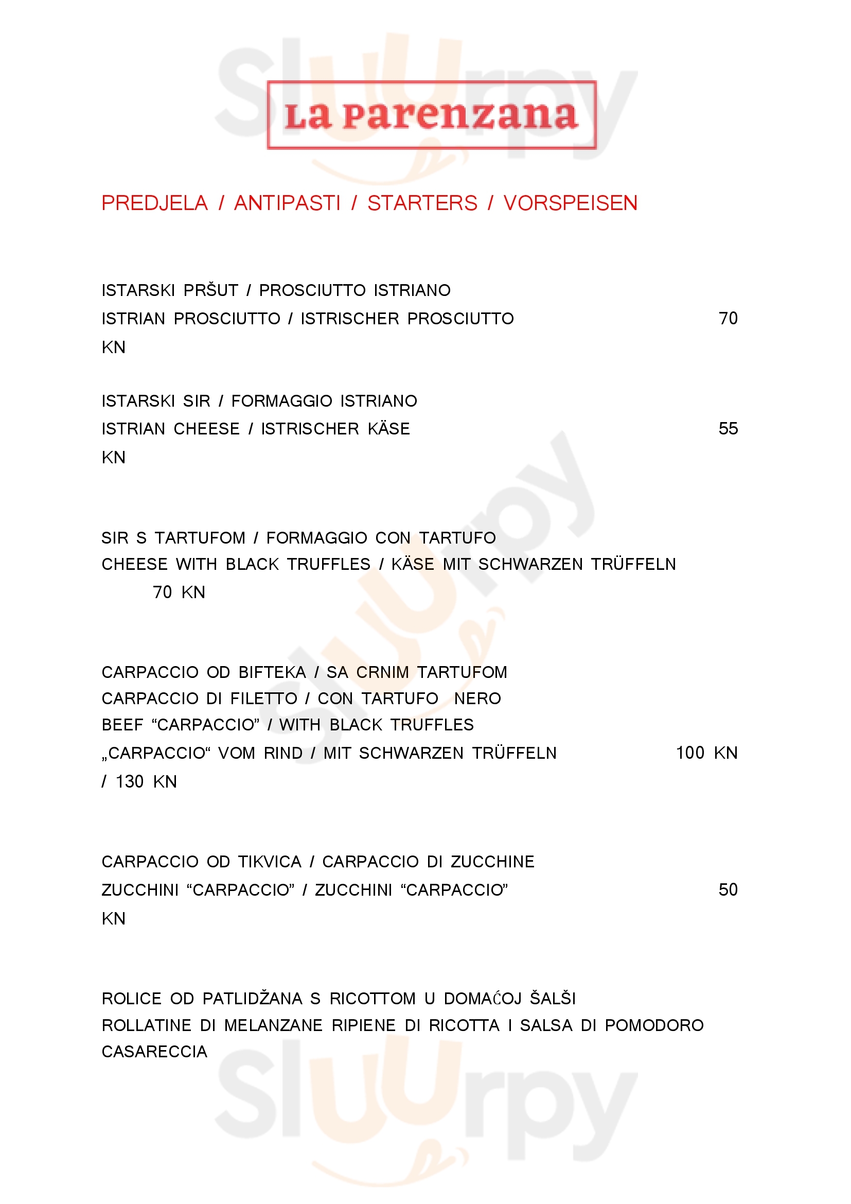 La Parenzana Buje Menu - 1