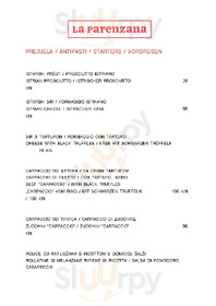La Parenzana menu