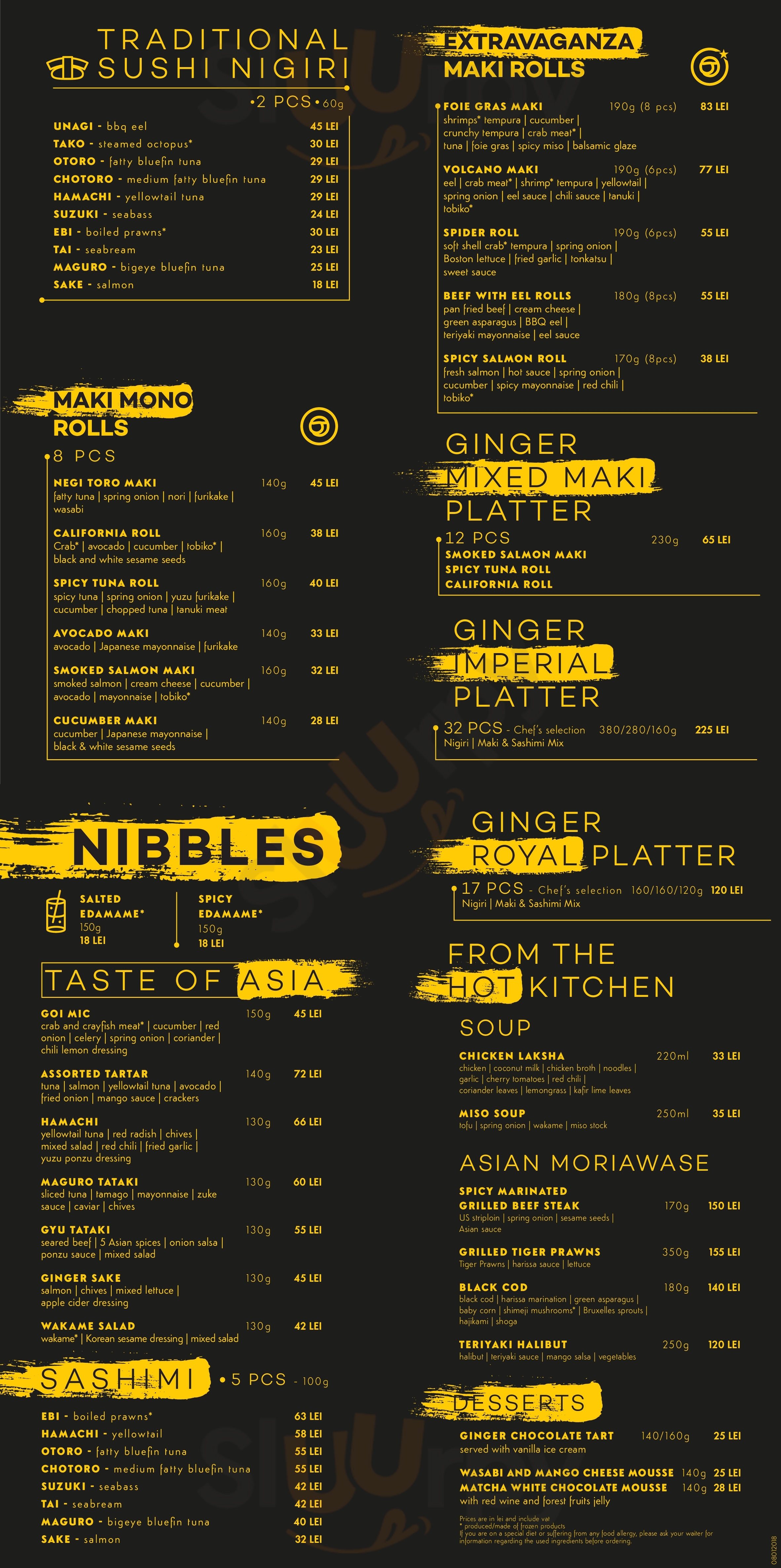 Ginger Sushi Bar & Lounge Bucharest Menu - 1