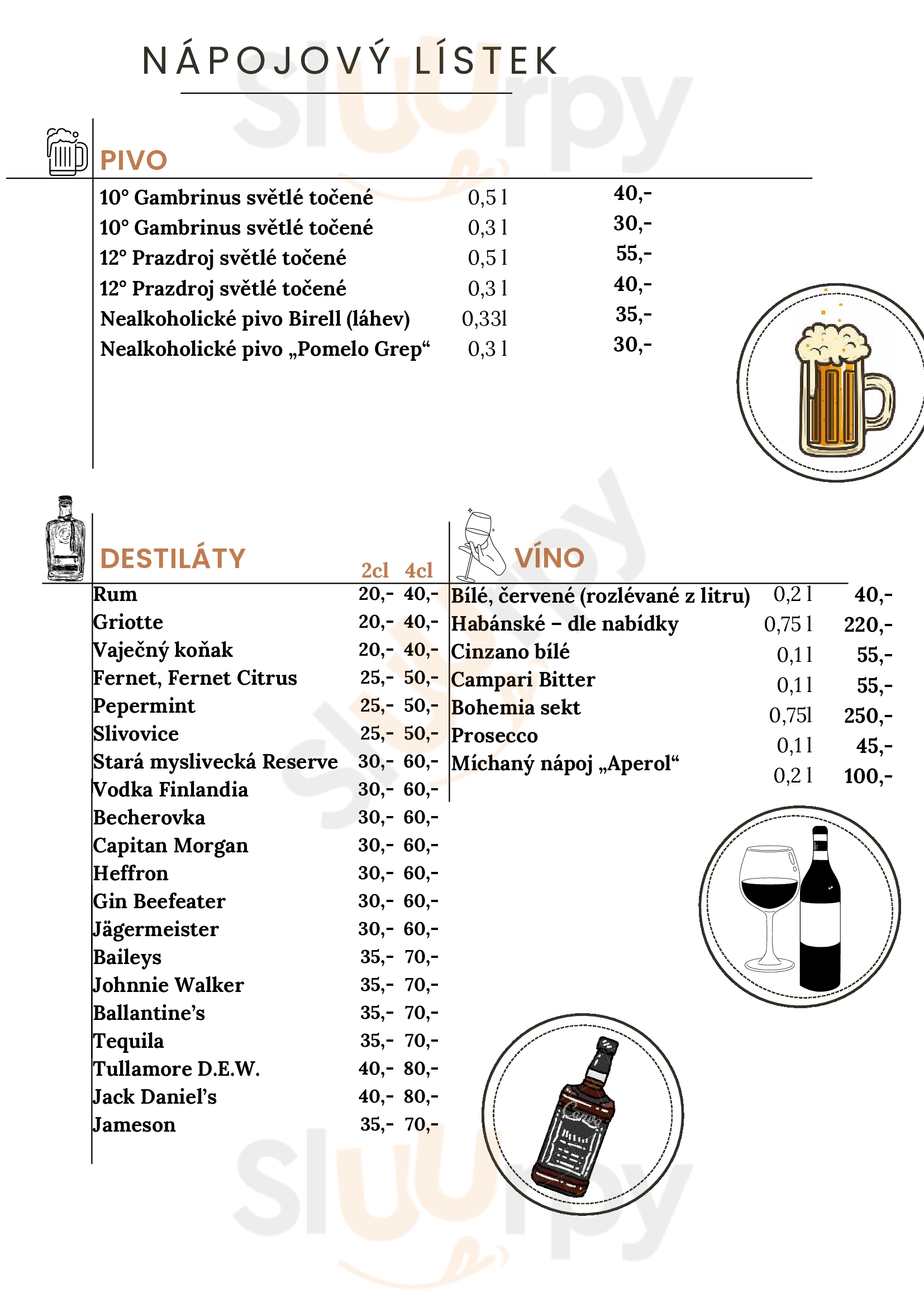 Restaurace U Cvrků Orlík nad Vltavou Menu - 1