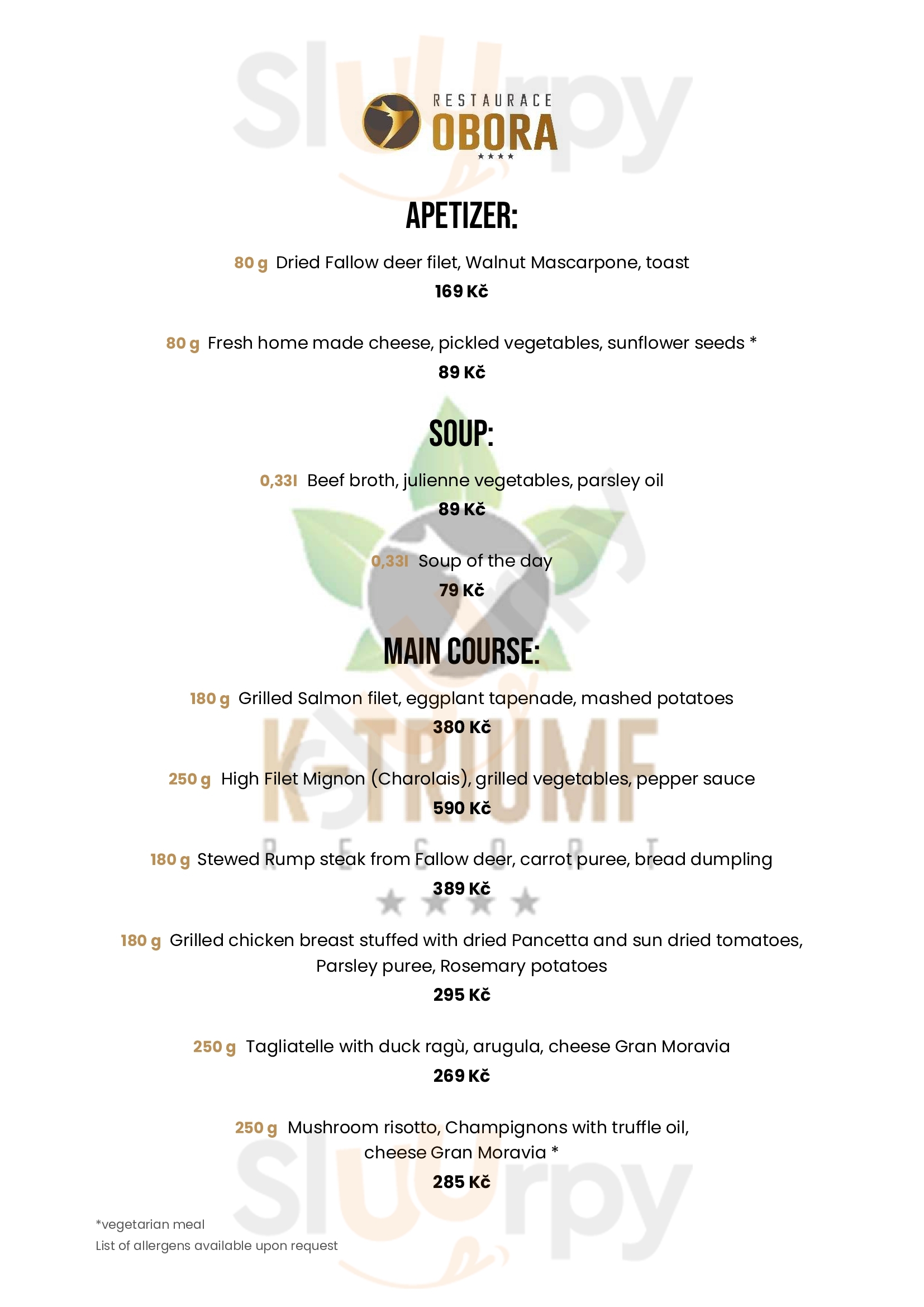 Restaurace K - Triumf Velichovky Menu - 1