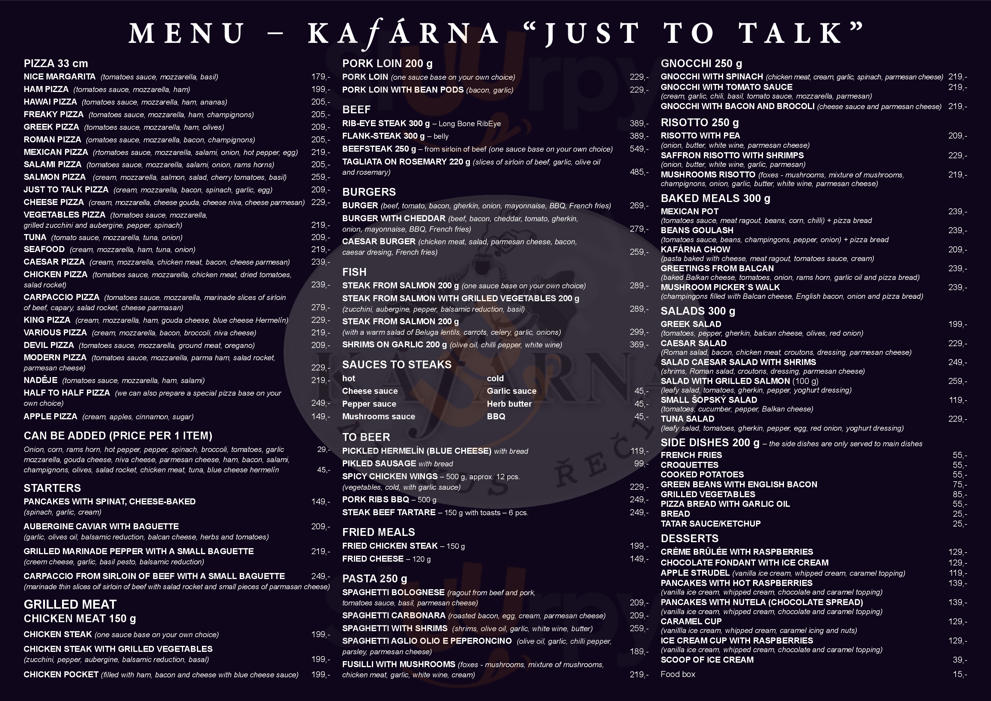 Main Menu - Kafárna Na Kus řeči