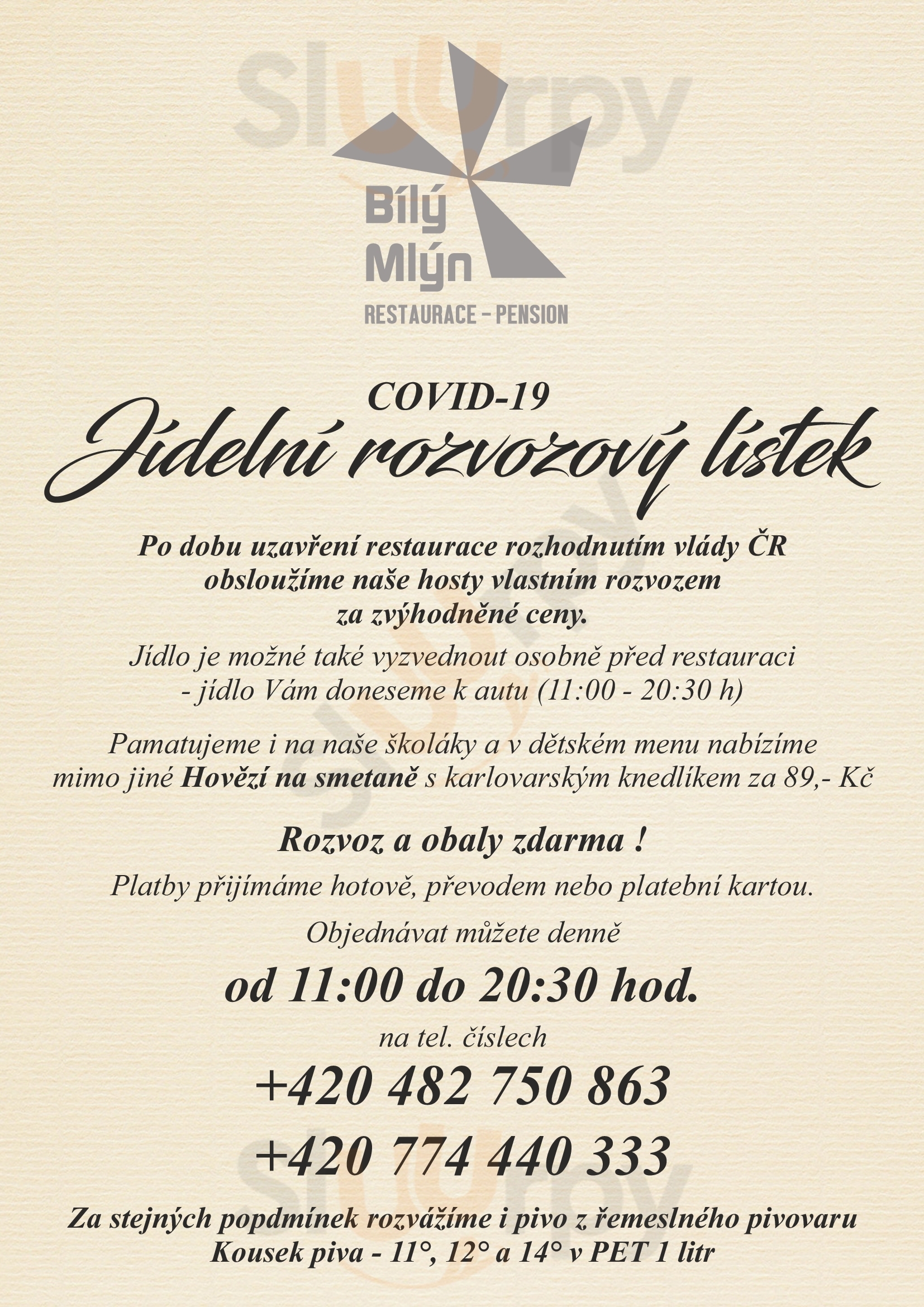 Restaurace Bílý Mlýn Liberec Menu - 1