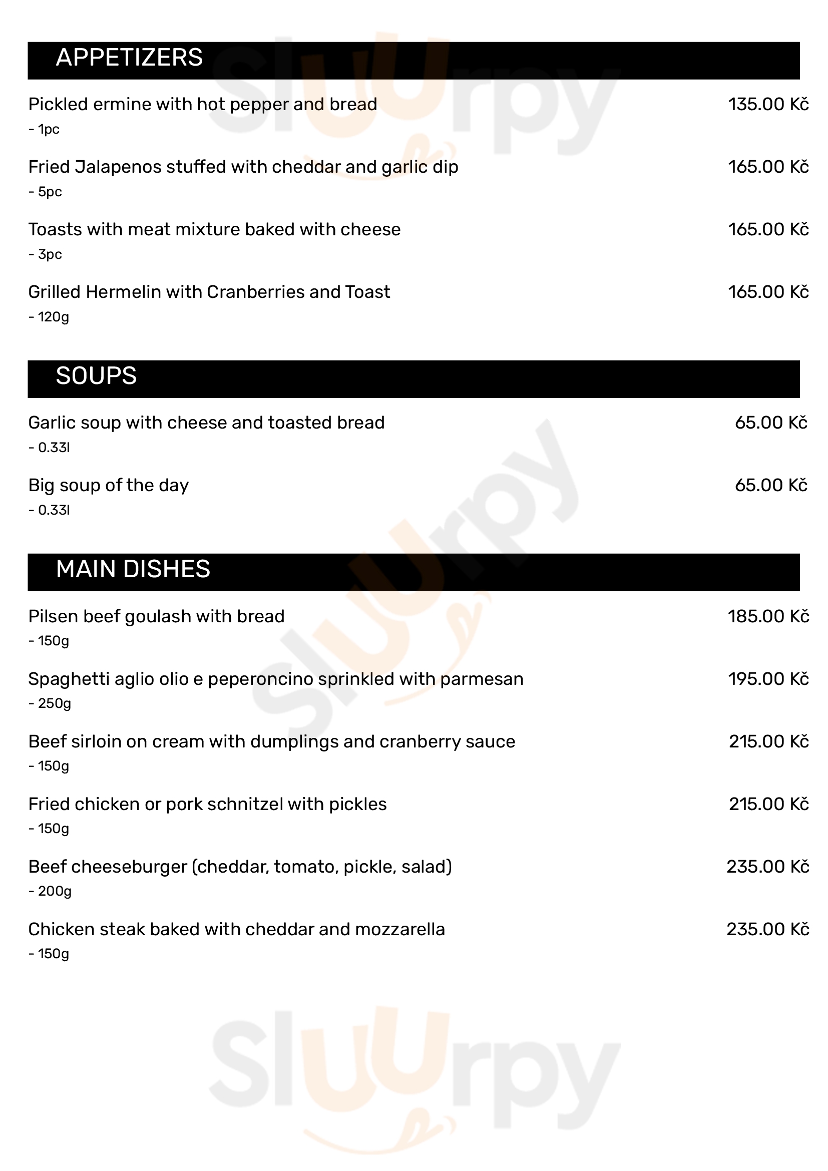 Restaurace Spirit Bar Praha Menu - 1