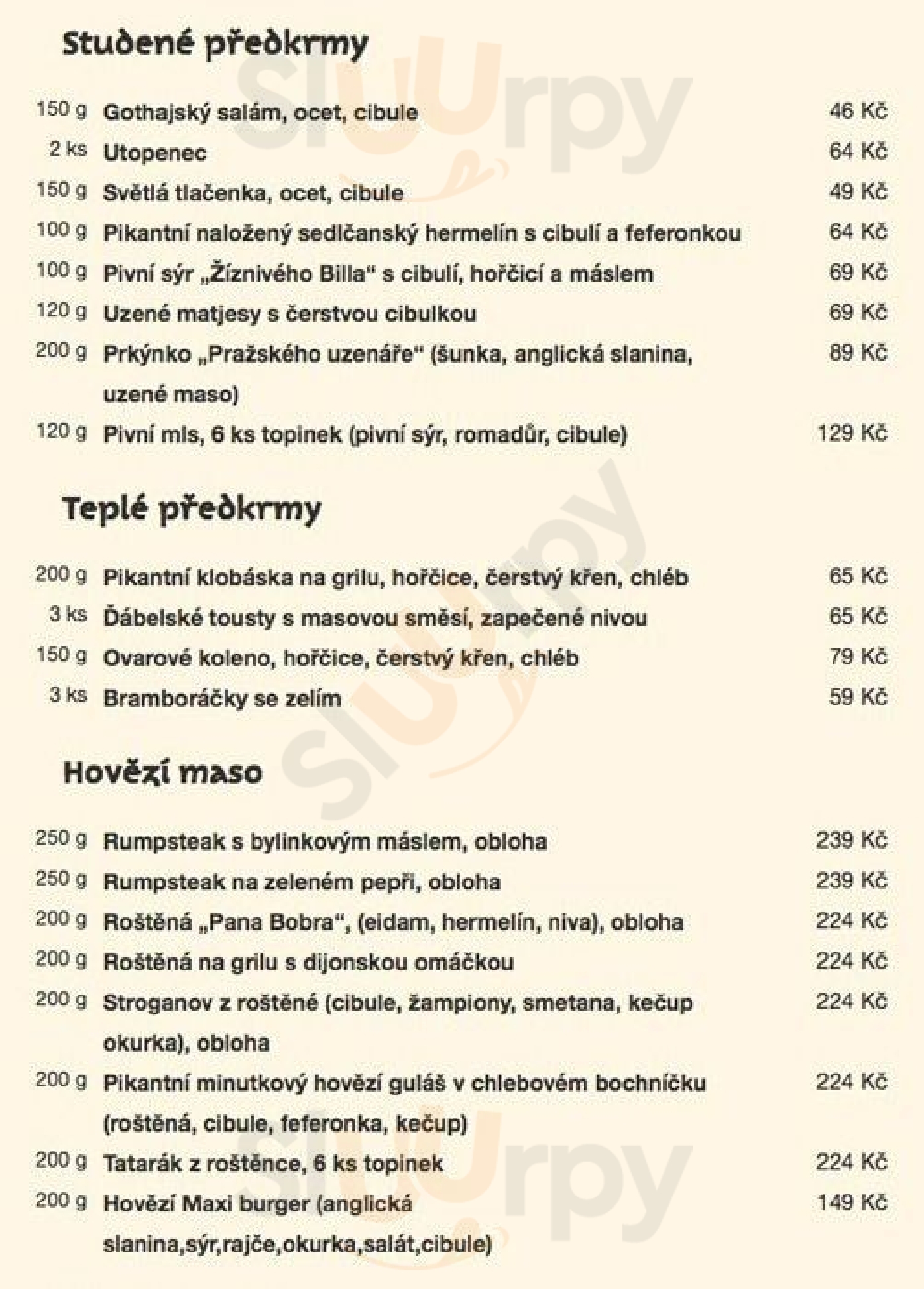 Na Staré Hospodě Praha Menu - 1