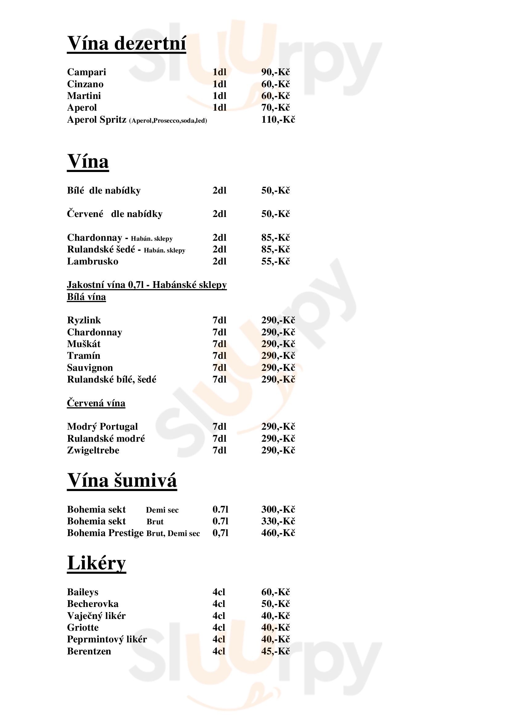 U Bolevaku Plzeň Menu - 1