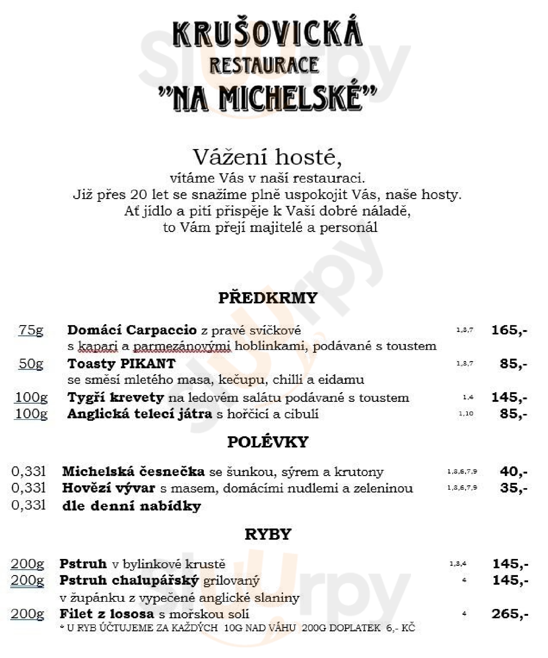 Krušovická Restaurace Na Michelské Praha Menu - 1