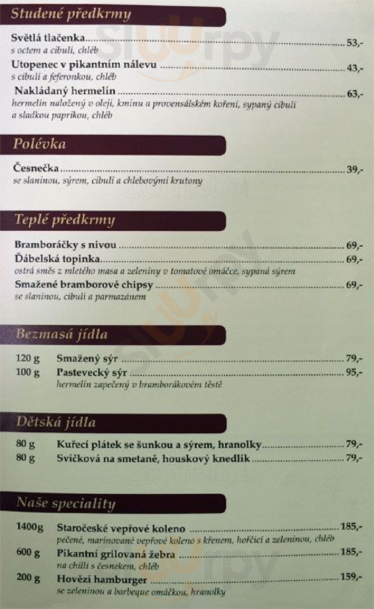 Restaurace U Holečků Praha Menu - 1