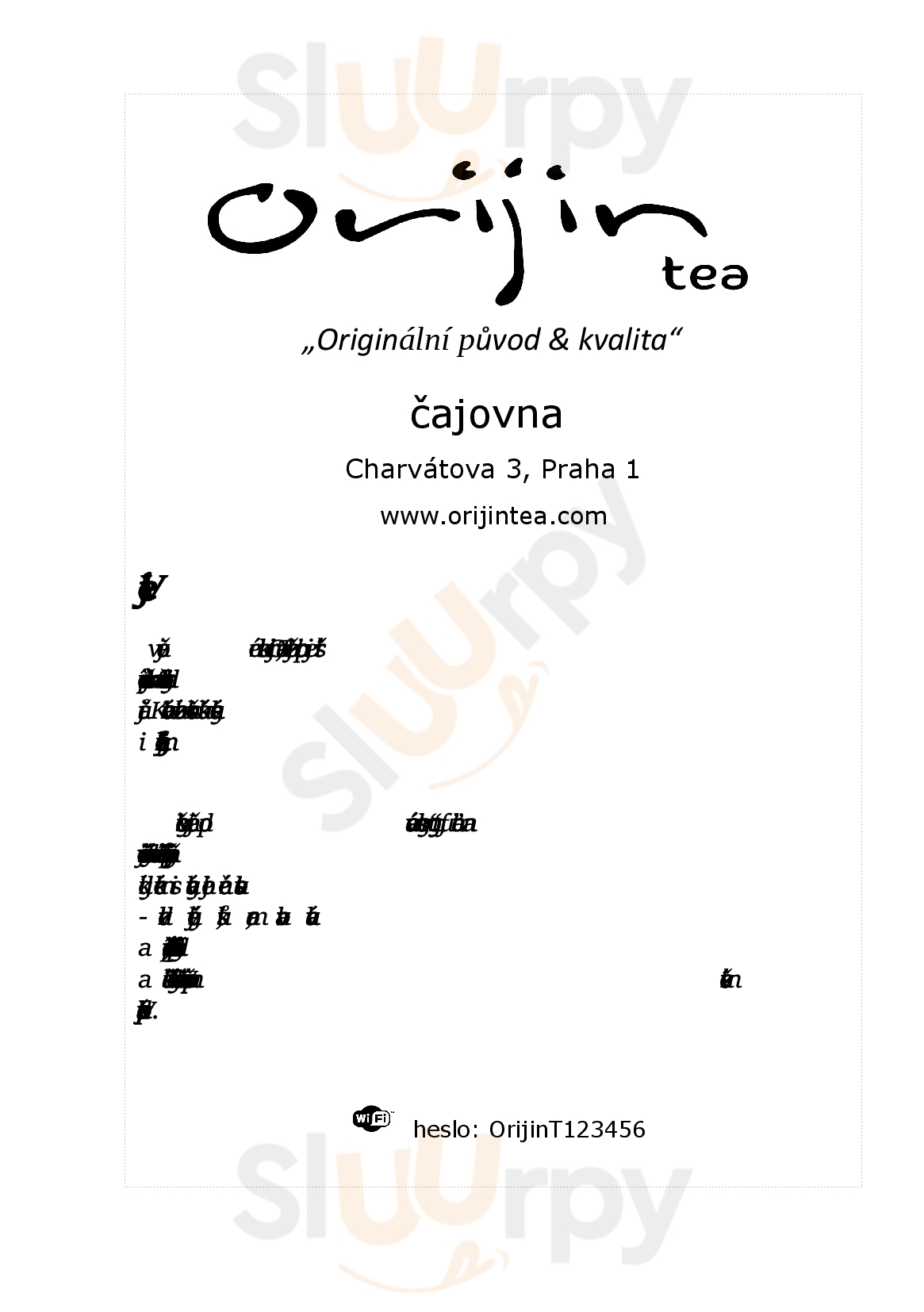 Orijin Tea Praha Menu - 1