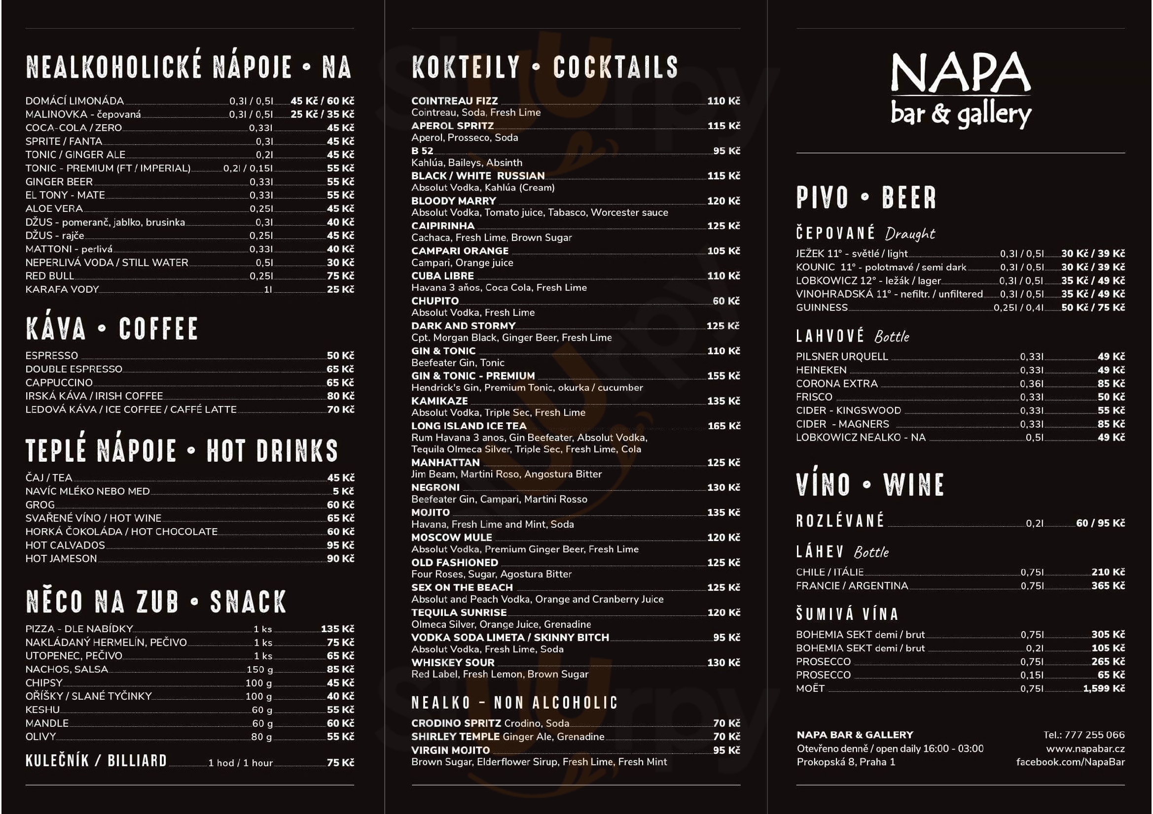 Napa Bar And Gallery Praha Menu - 1
