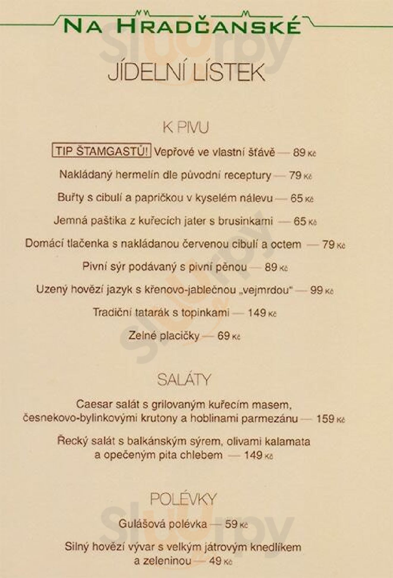 Restaurace Na Hradcanske Praha Menu - 1