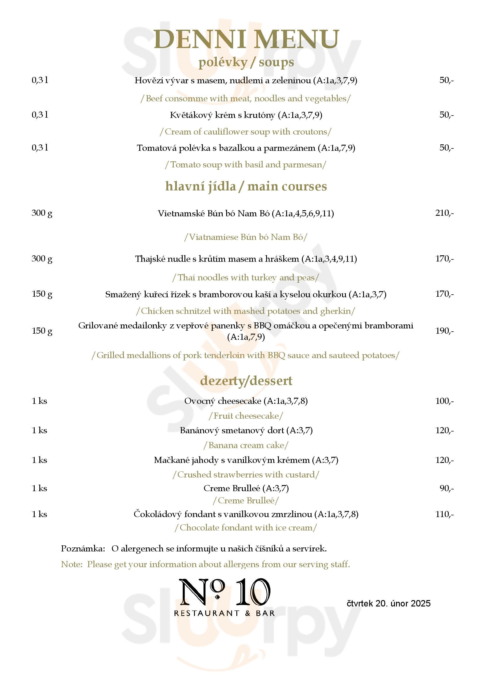 Restaurant No. 10 Mladá Boleslav Menu - 1