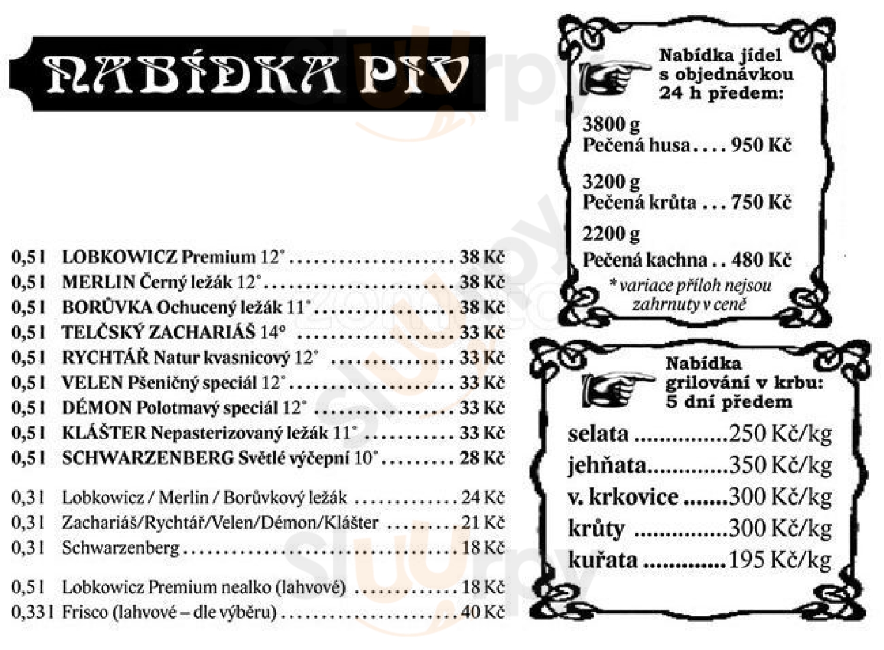 Pivní A Vinný šenk Železná Růže Brno Menu - 1