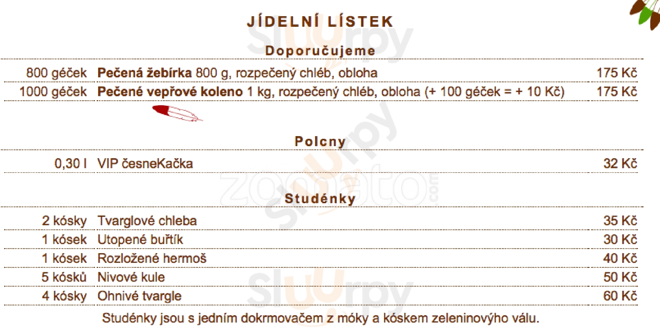 Hospůdka U Šošona Brno Menu - 1