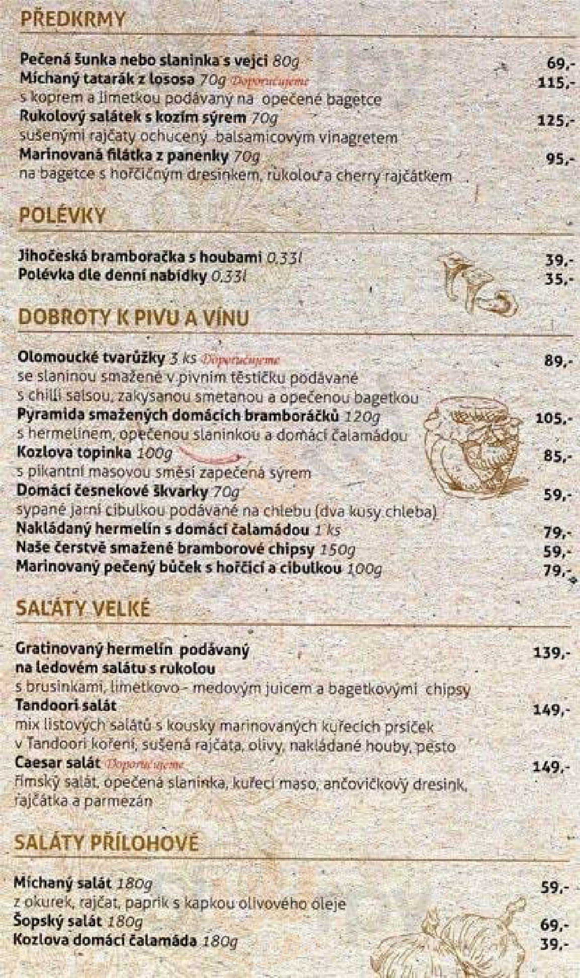 Restaurace Kozlova Almara Praha Menu - 1