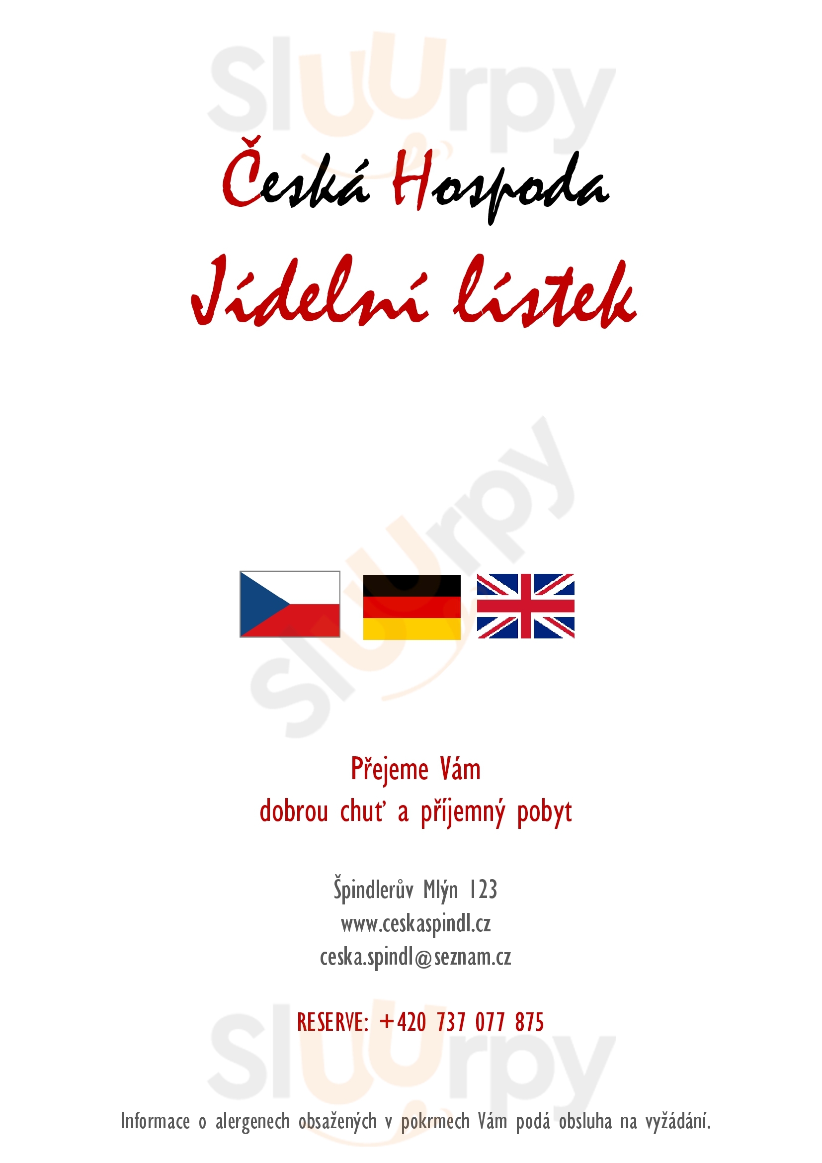 Ceska Hospoda Špindlerův Mlýn Menu - 1