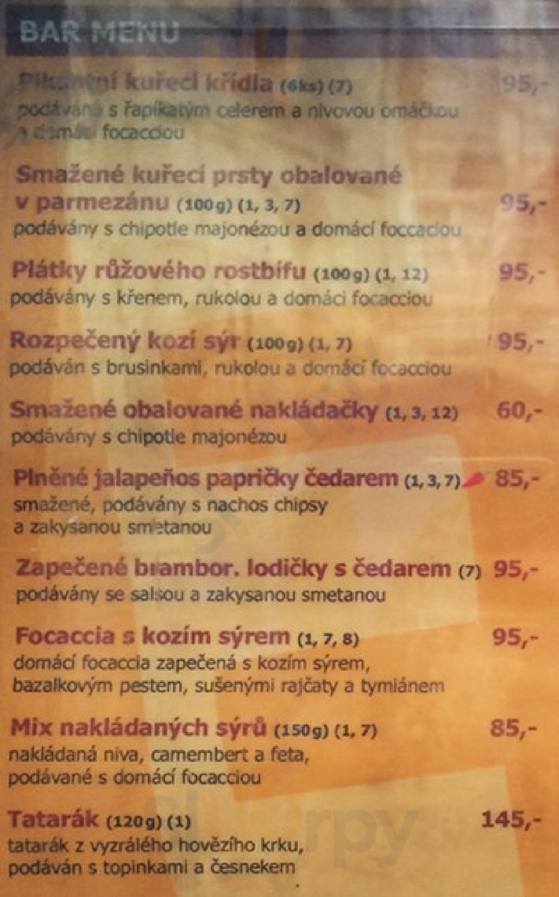 Fraktal Restaurace Bar Praha Menu - 1