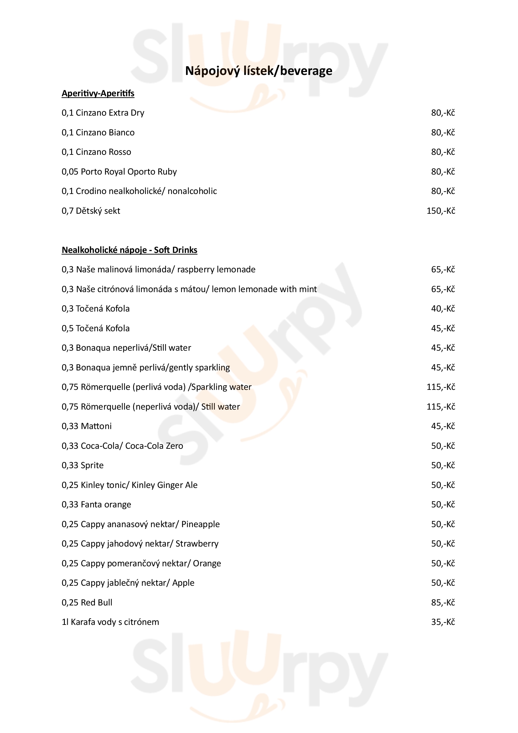 Barbora Restaurant & Penzion Kutná Hora Menu - 1