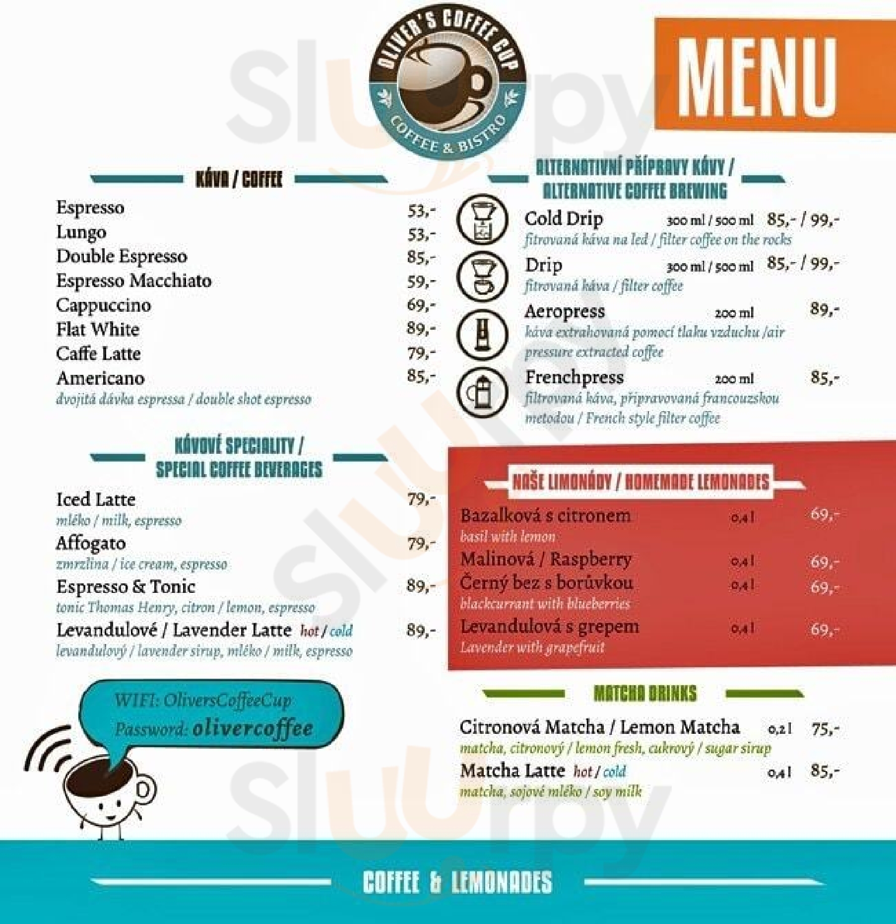 Oliver's Coffee Cup Praha Menu - 1