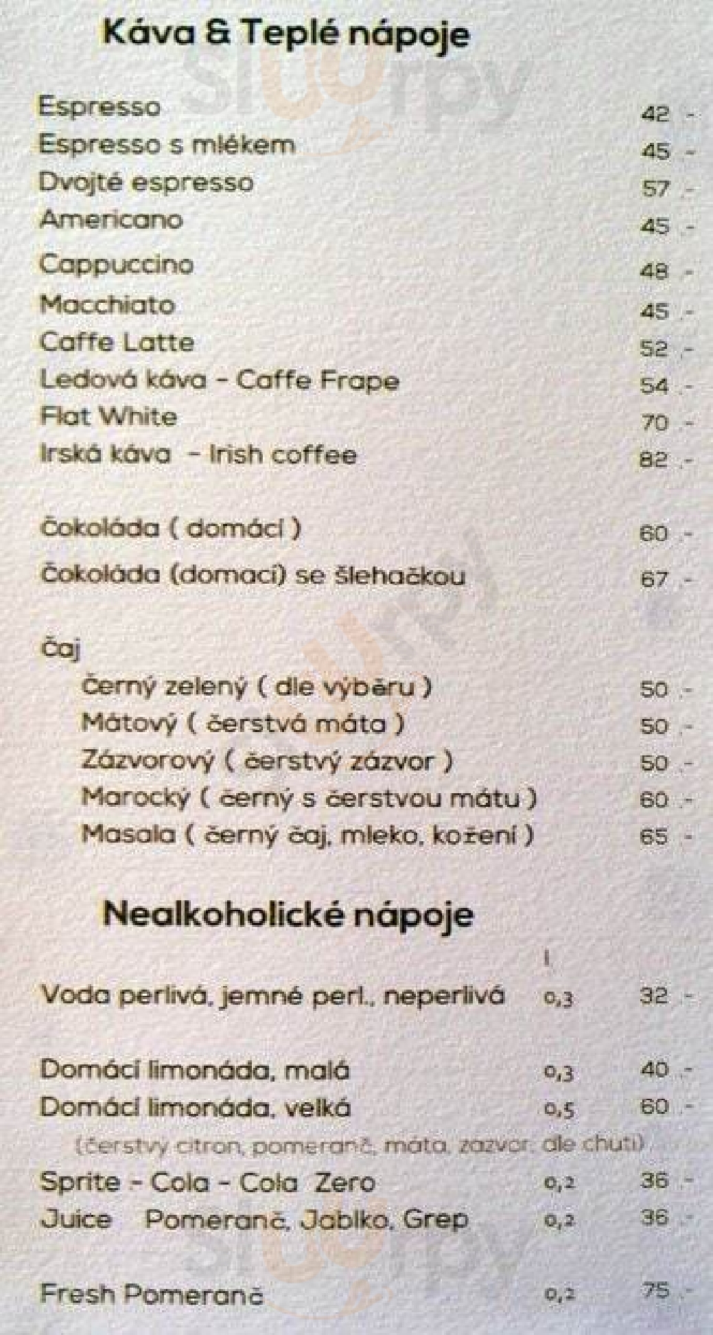 Cafe No. 3 Praha Menu - 1