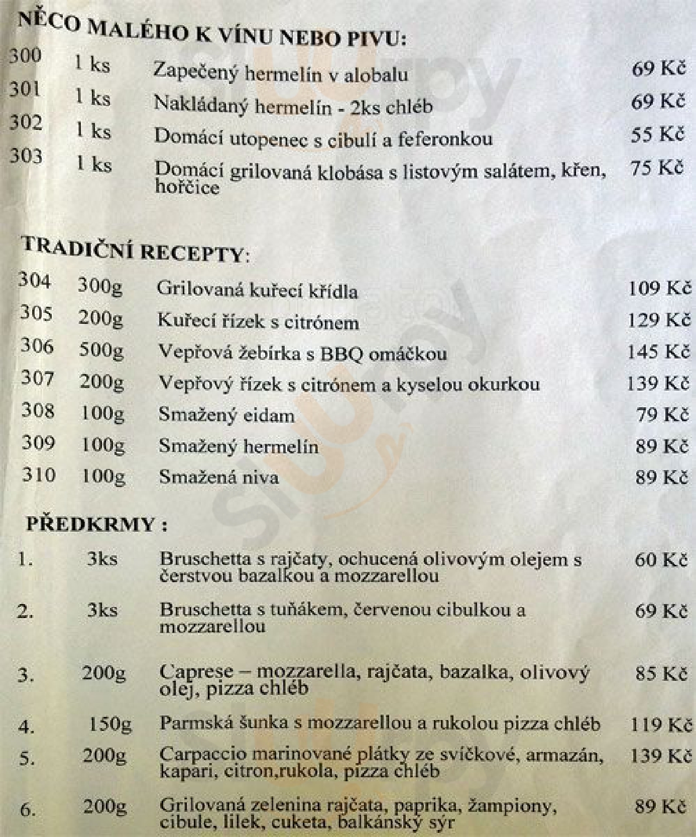 Restaurace Na Dolinách Praha Menu - 1