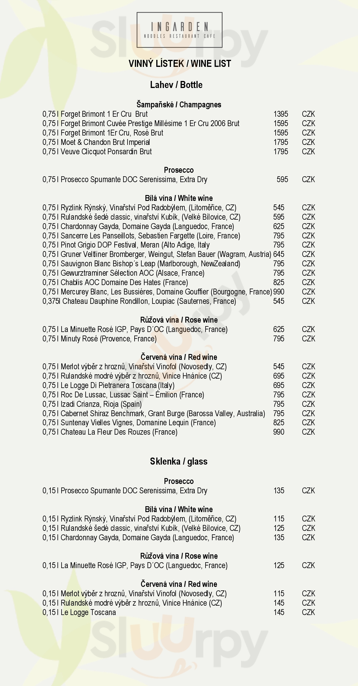 Ingarden Noodles Restaurant Café Praha Menu - 1