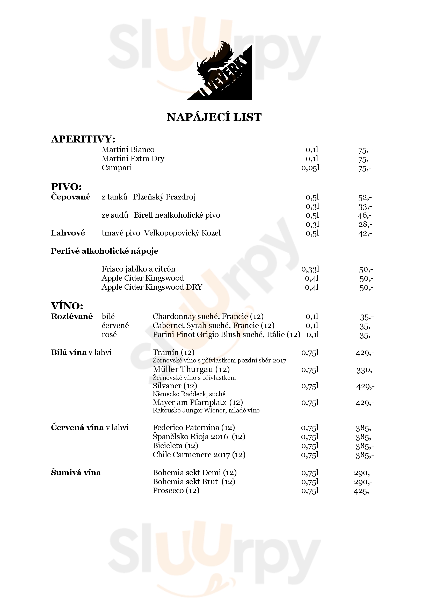 Restaurace U Veverky Praha Menu - 1