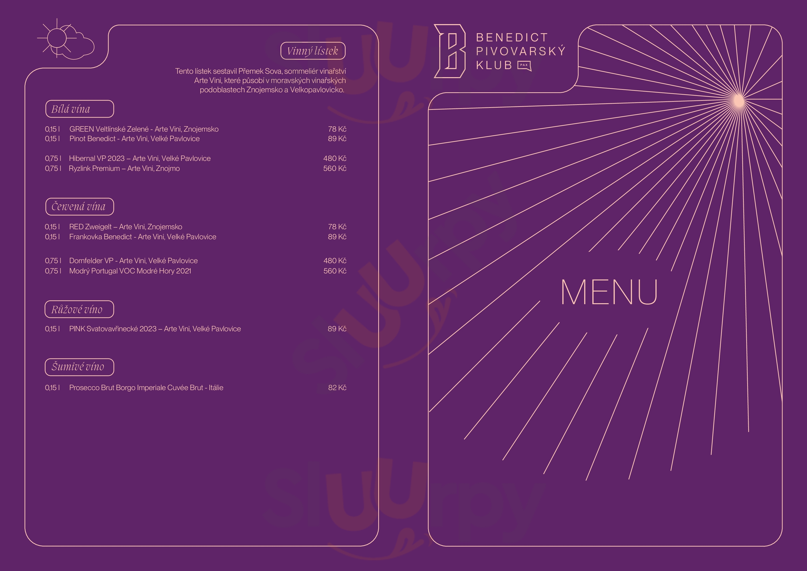 Main Menu - Pivovarský Dům Benedict