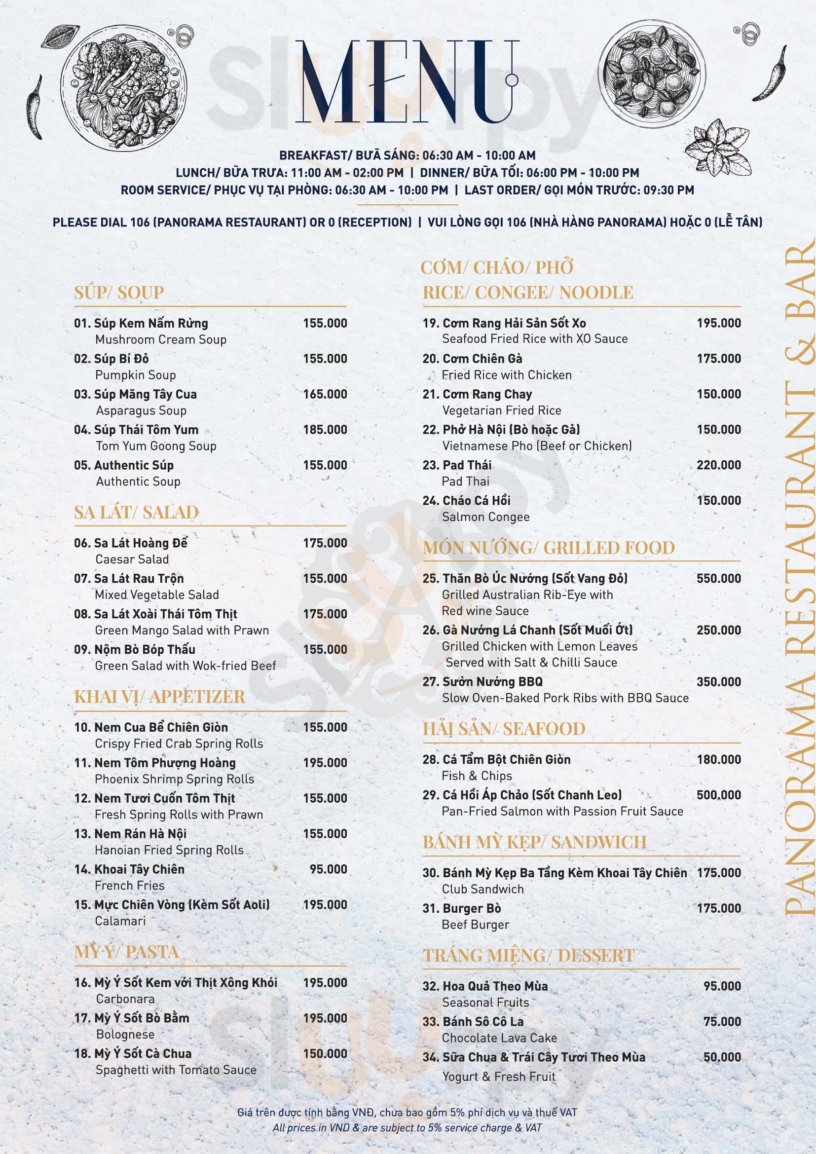 Panorama Restaurant & Bar Hà Nội Menu - 1